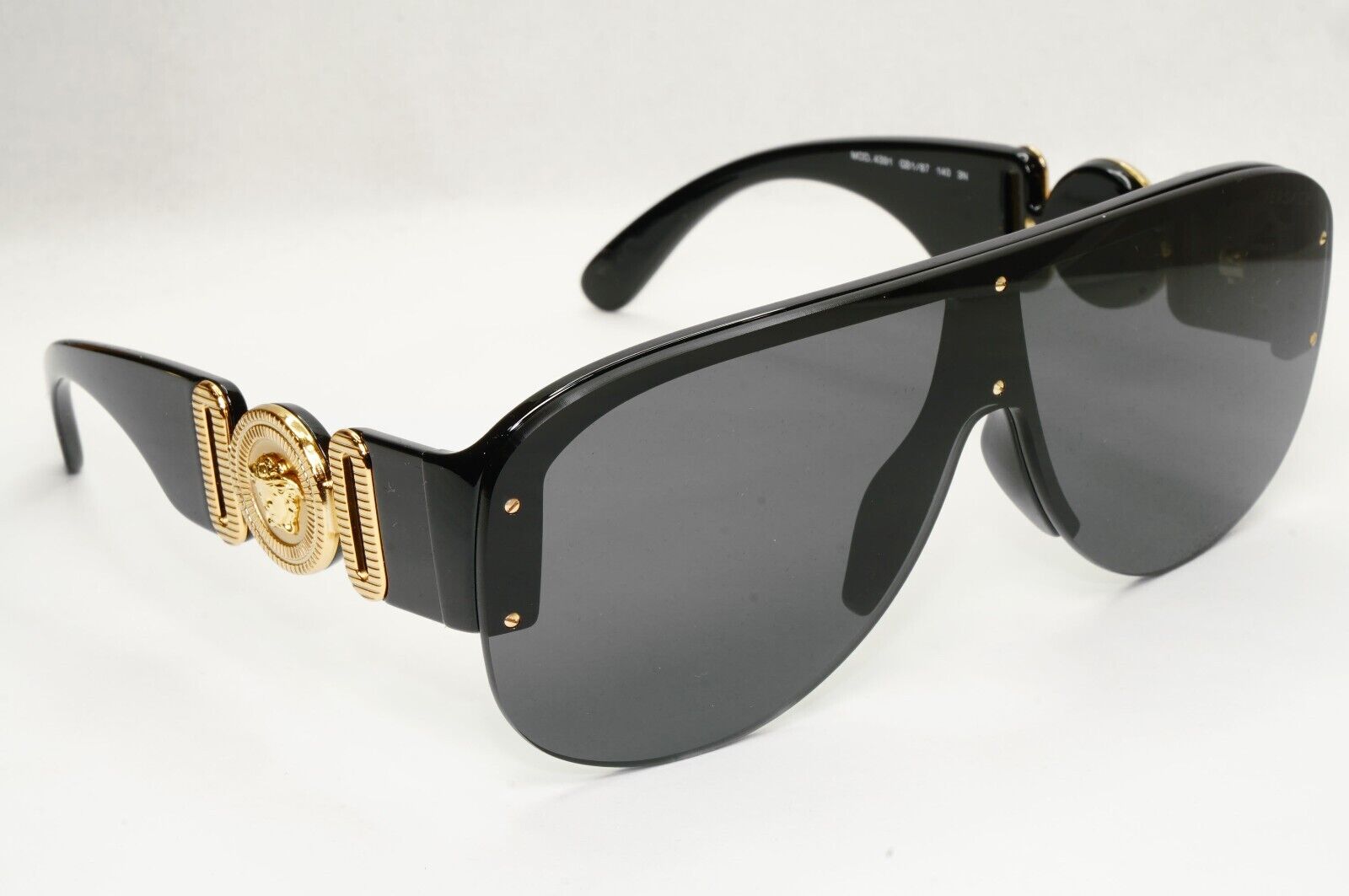 Versace Sunglasses Black Gold Shield Pilot Medusa Biggie MOD VE 4391 GB1/87
