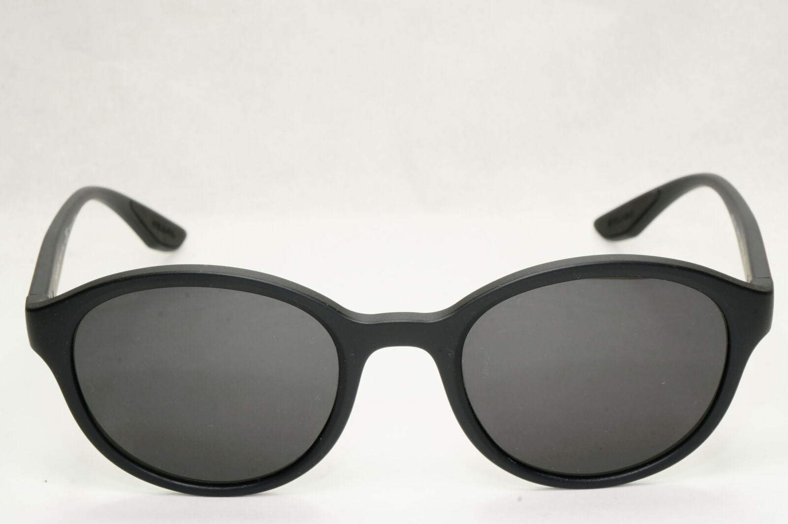 Prada Sunglasses Black Round Matte Rubber Red Stripe PS01NV VPS 01N DG0-1O1 50mm