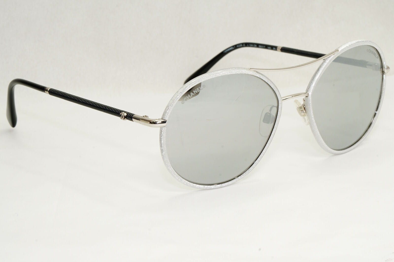 Chanel Sunglasses Pilot Mirror Grey Silver Black 4228-Q c.124/Z6 56mm