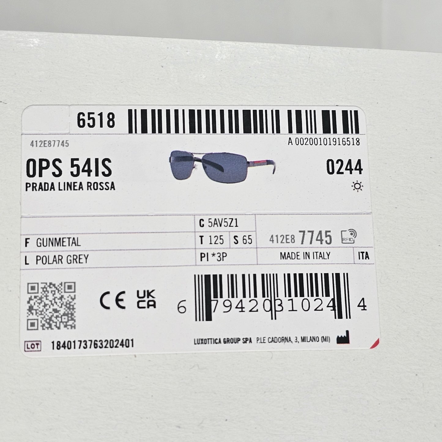 Prada Sunglasses Polarised Navigator Gunmetal Black Grey PS54IS SPS 54I 5AV-5Z1