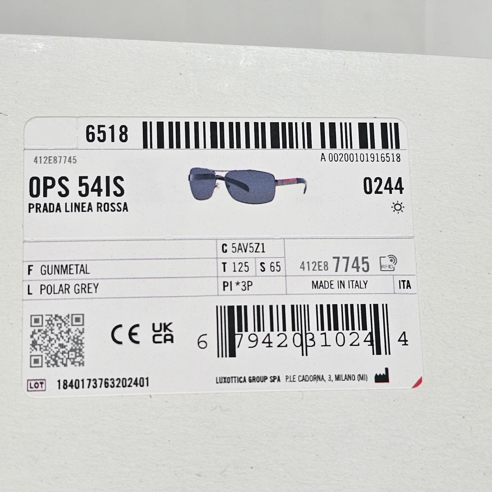 Prada Sunglasses Polarised Navigator Gunmetal Black Grey PS54IS SPS 54I 5AV-5Z1