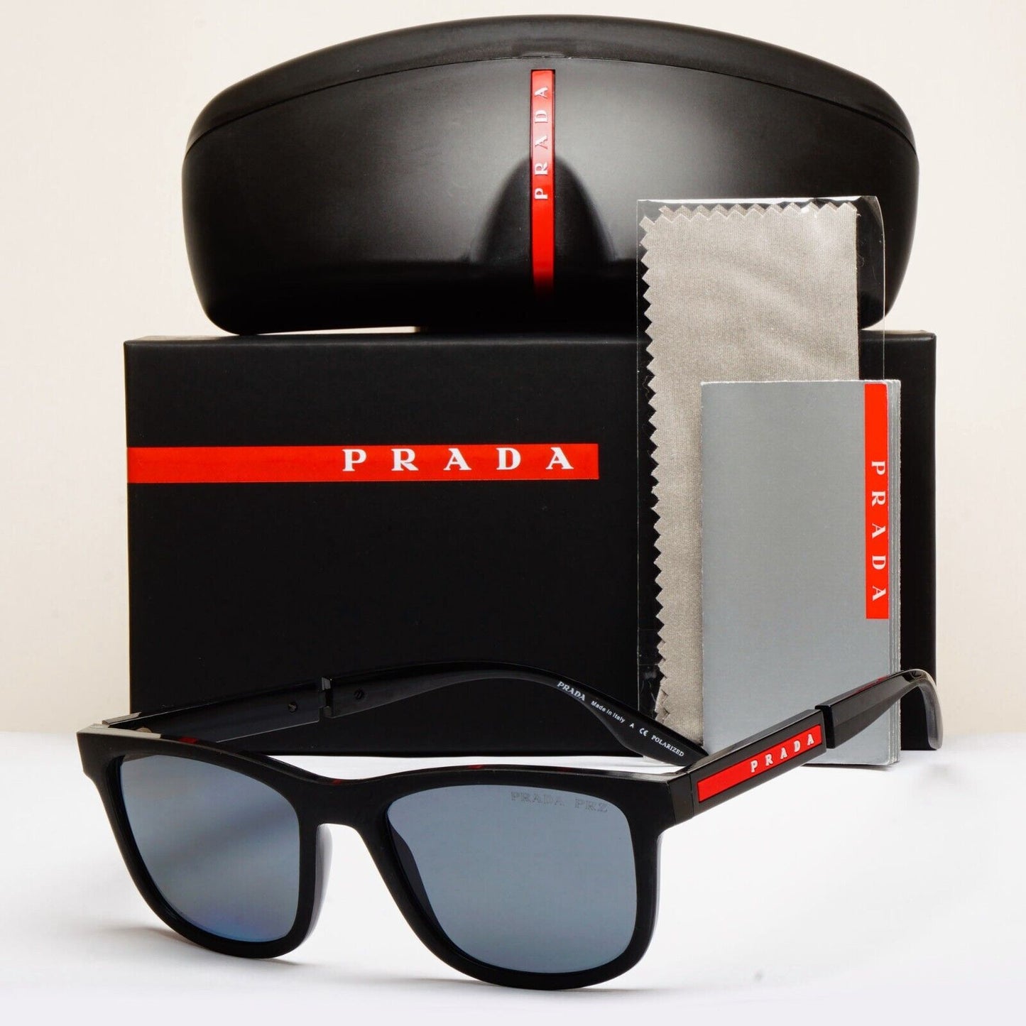 Prada Sunglasses Polarized Black Dark Grey Square PS04XS SPS 04X DG0-02G