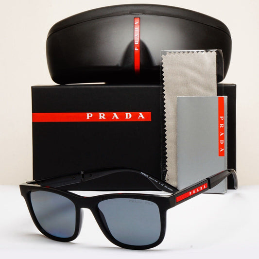 Prada Sunglasses Polarized Black Dark Grey Square PS04XS SPS 04X DG0-02G