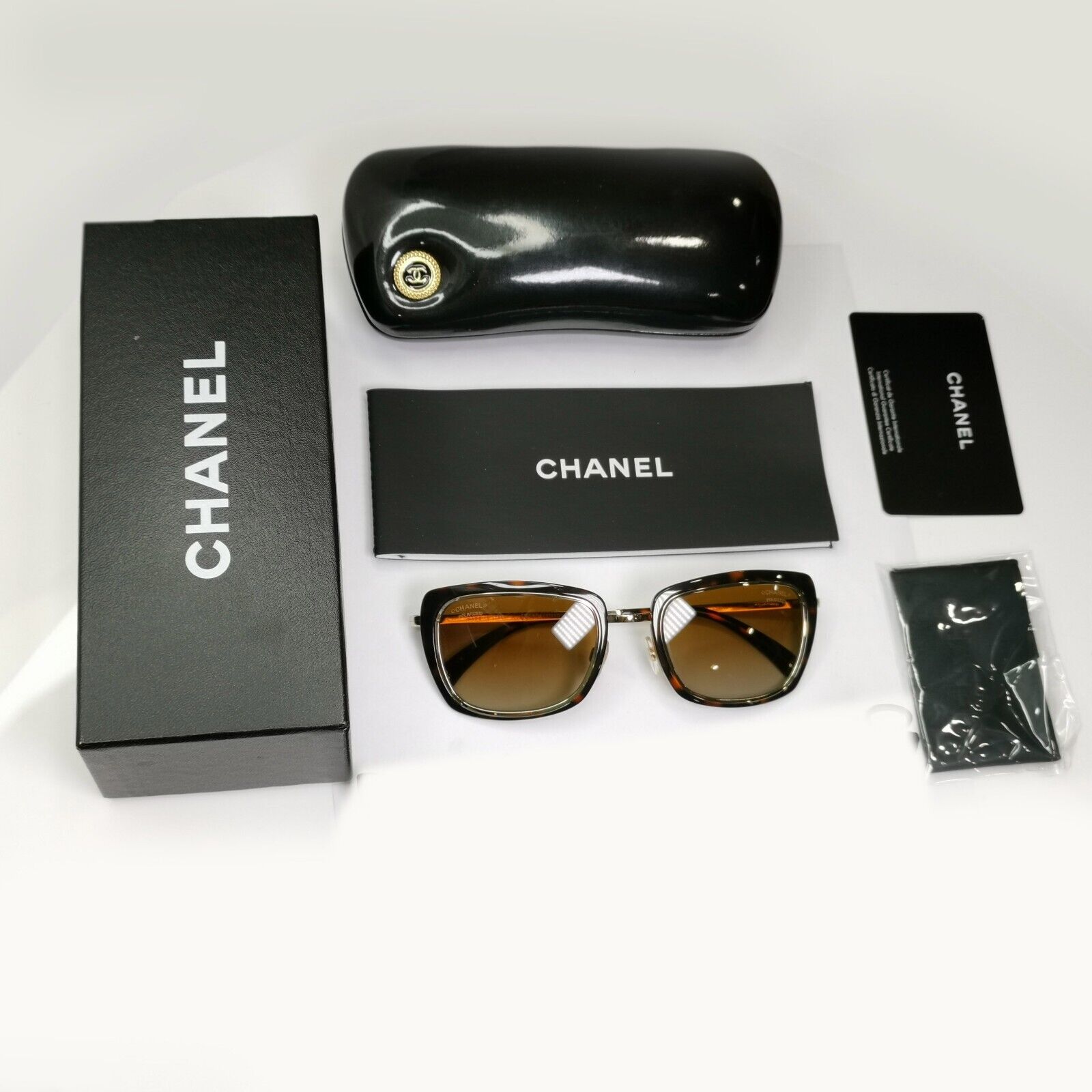 Authentic CHANEL Polarized Sunglasses Gold Brown Havana Model 5203 395/S9 27490