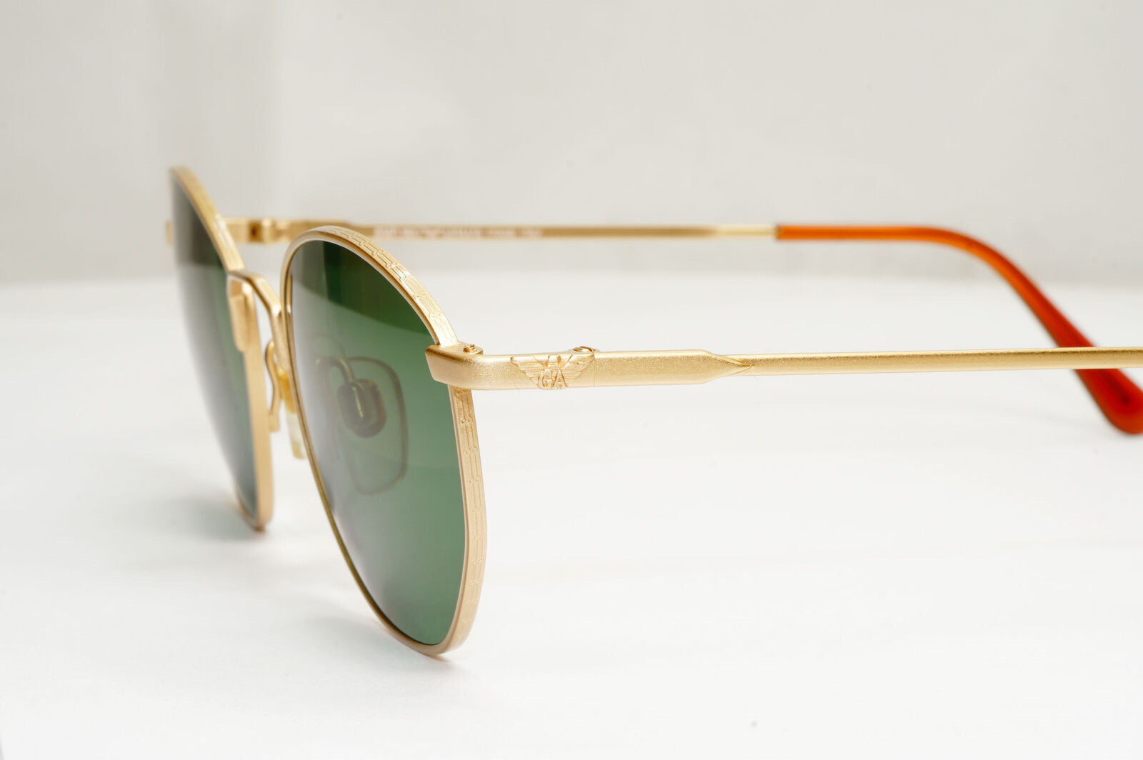 Emporio Armani Sunglasses 1997 Vintage Gold Green Metal Round 031 703 48mm B
