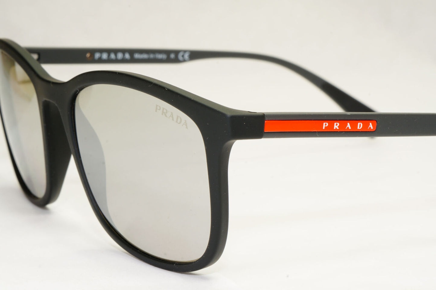 Prada Sunglasses Black Silver Mirror Square PS01TS SPS 01T DG0-2B0 56mm 050124