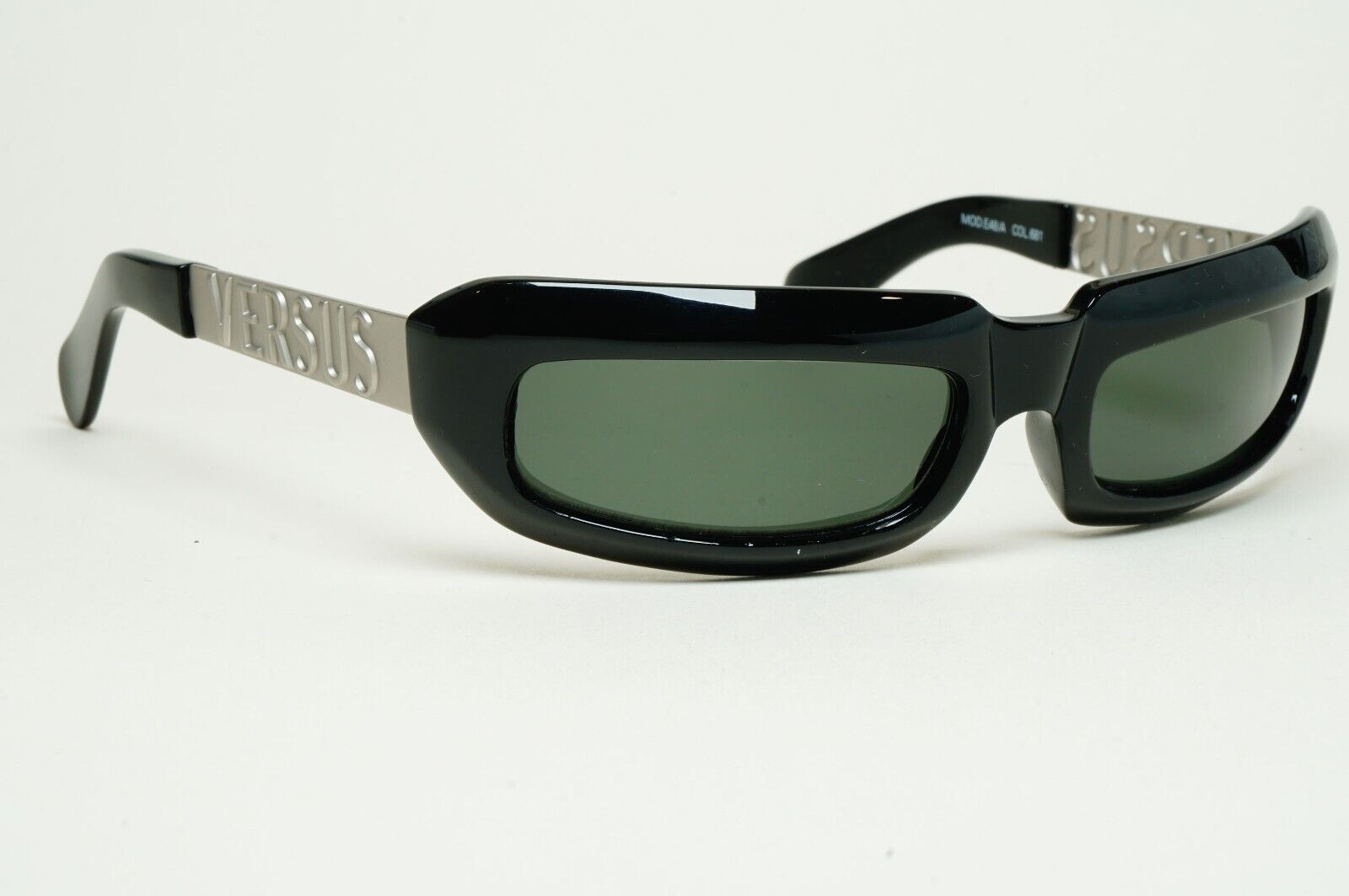 Versus Sunglasses 1996 by Gianni Versace Vintage Black Silver MOD E48/A COL 681
