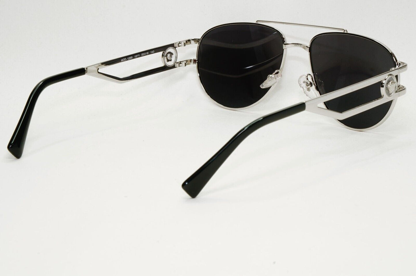 Versace Sunglasses Silver Medusa Metal Pilot Unisex MOD VE 1269 1000 55mm
