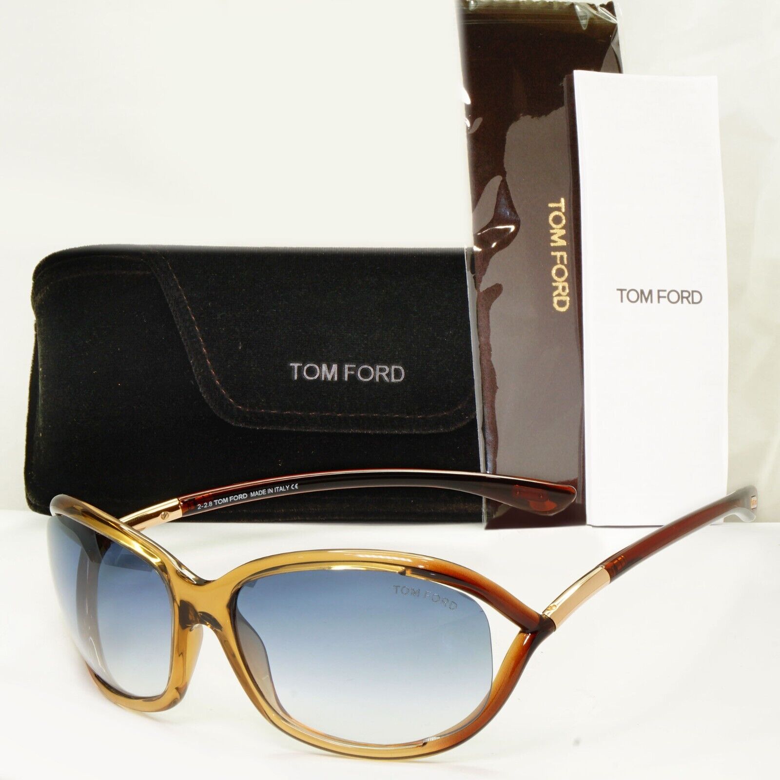 Tom Ford Jennifer Sunglasses Blue Gradient Brown Honey Gold TF8 45P FT 0008