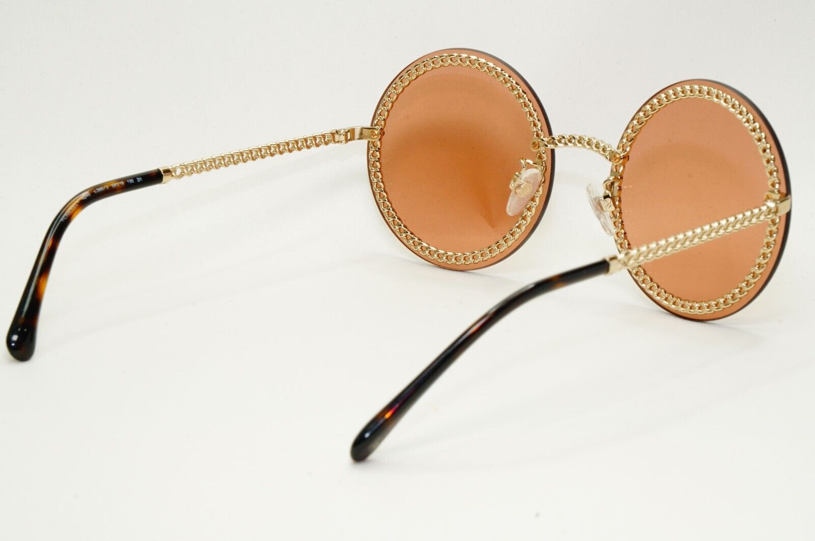 Chanel Sunglasses Chain Round Rimless Metal Gold Brown CH 4245 c.395/3