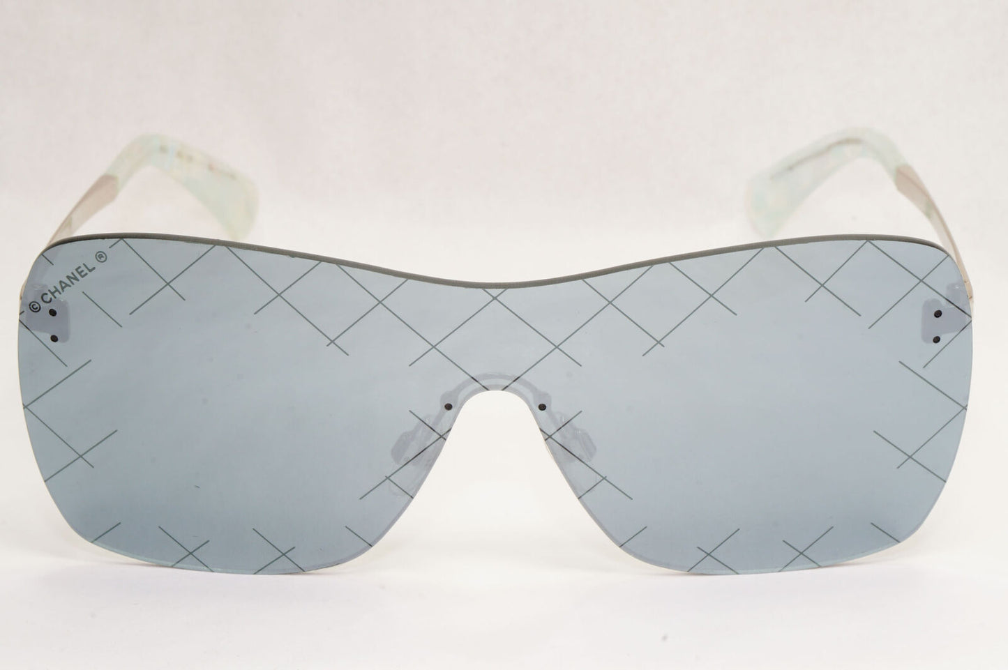 Chanel Sunglasses Silver Grey Mirrored Shield Visor 4215 c.124/6G