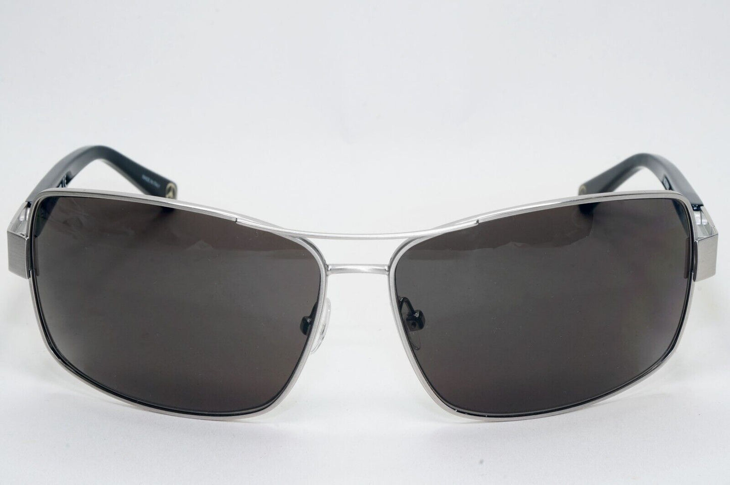 Moschino Sunglasses 2005 Vintage Silver Matte Black Wrap Square MO568 01 101124