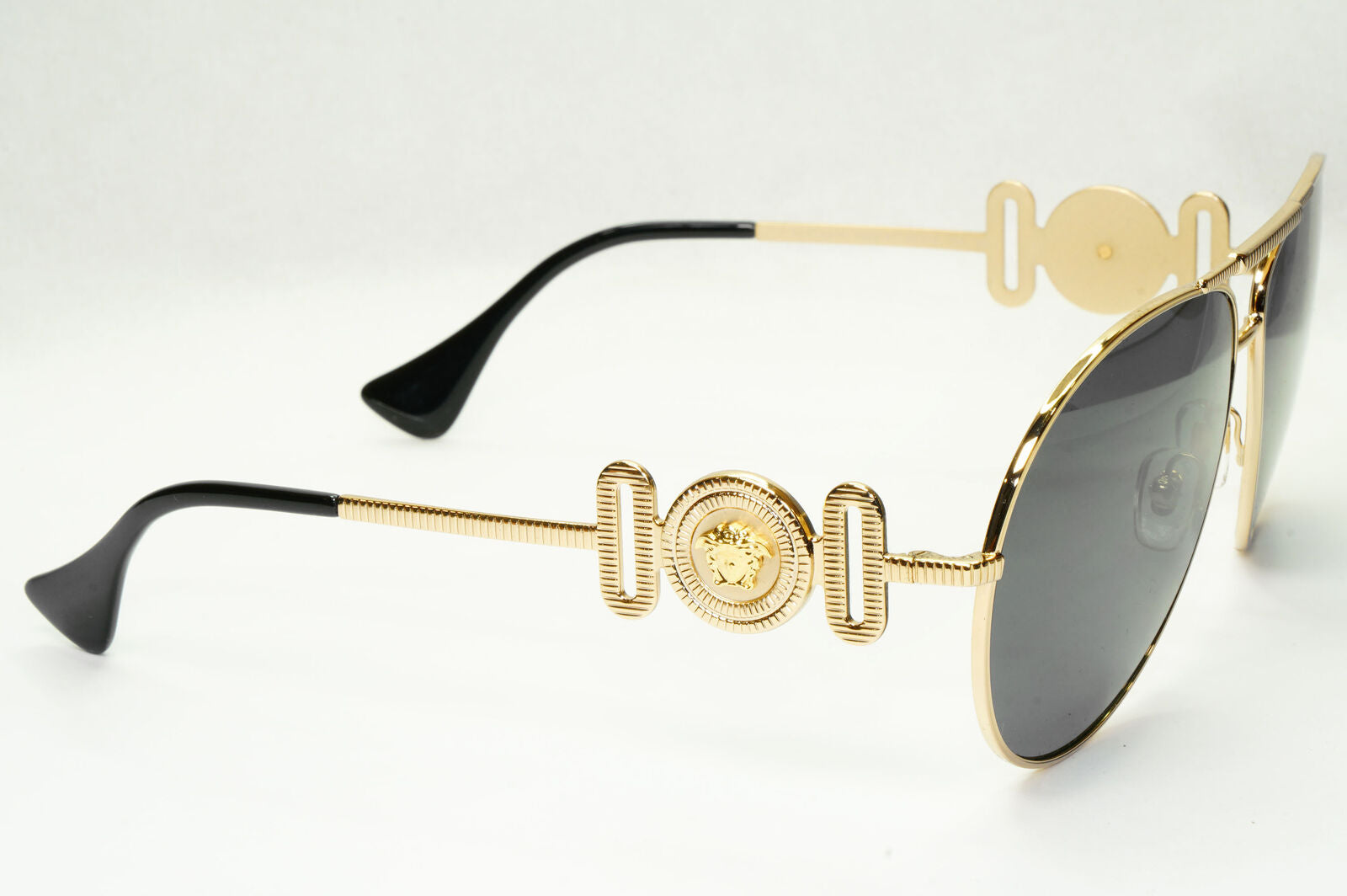 Versace Sunglasses Gold Pilot Metal Medusa Black Large MOD 2249 1002/87