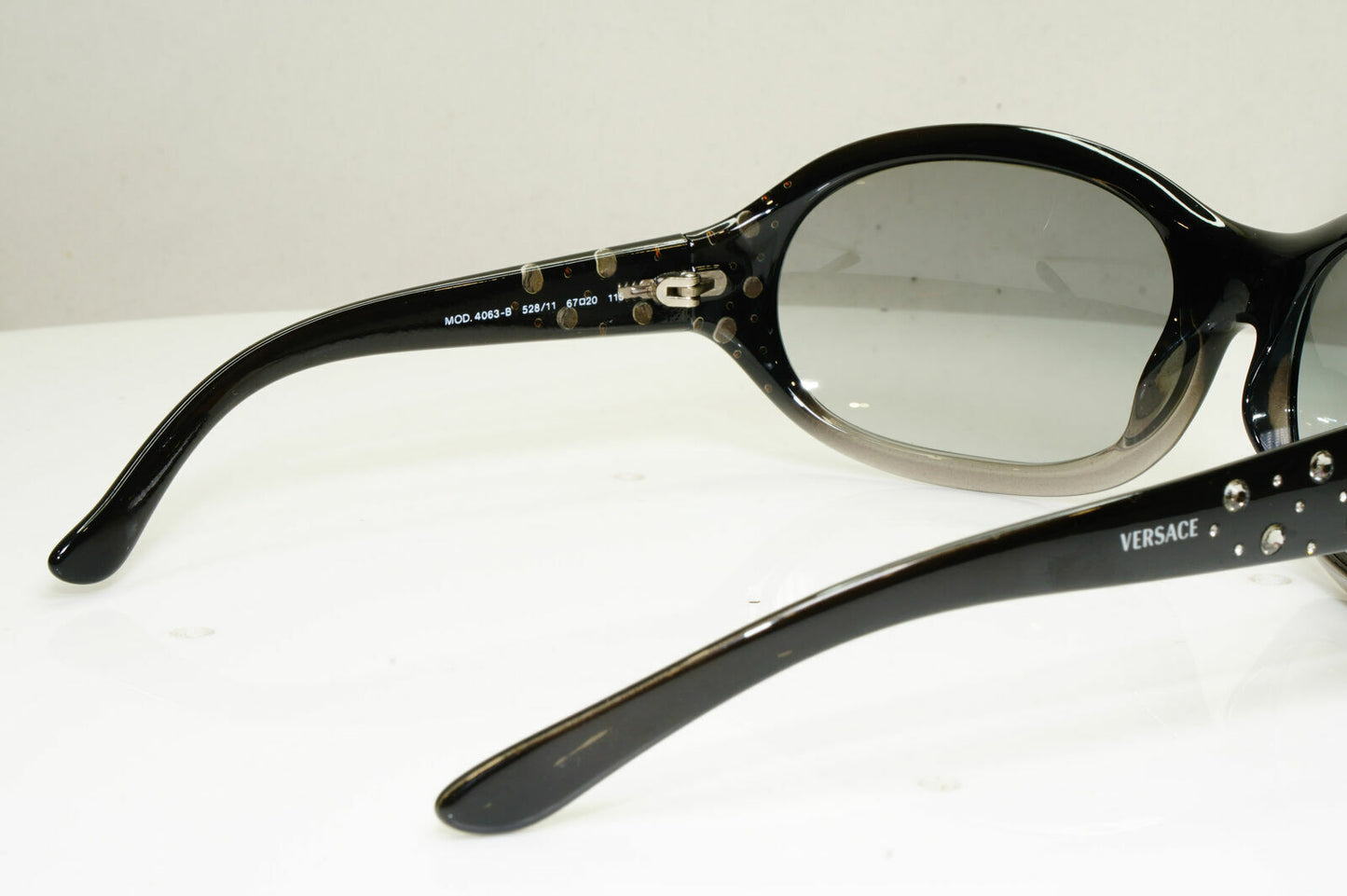 Versace Crystal Gem Black Grey Sunglasses Wrap Womens Designer 4063 528/11 29791