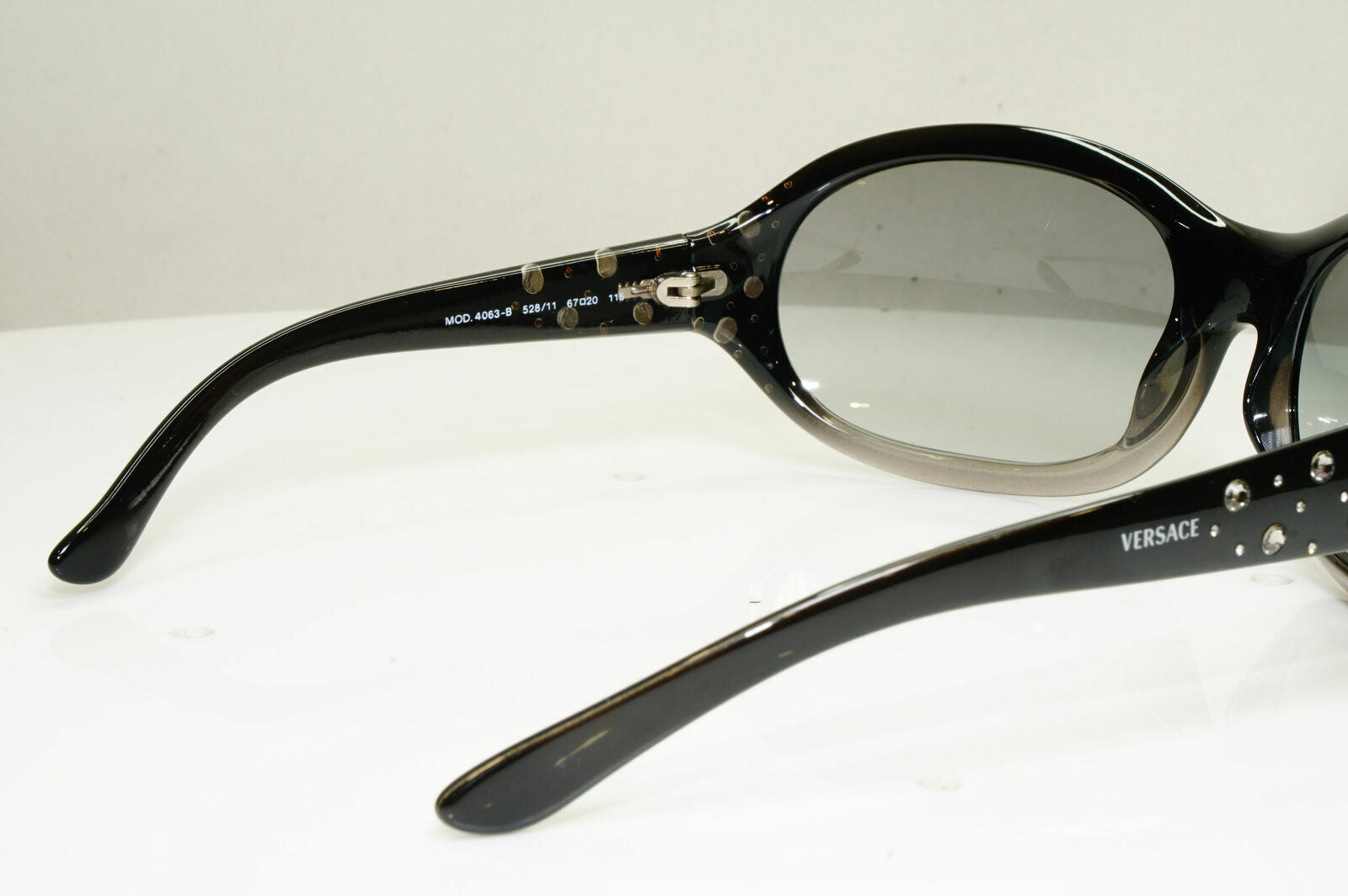 Versace Crystal Gem Black Grey Sunglasses Wrap Womens Designer 4063 528/11 29791