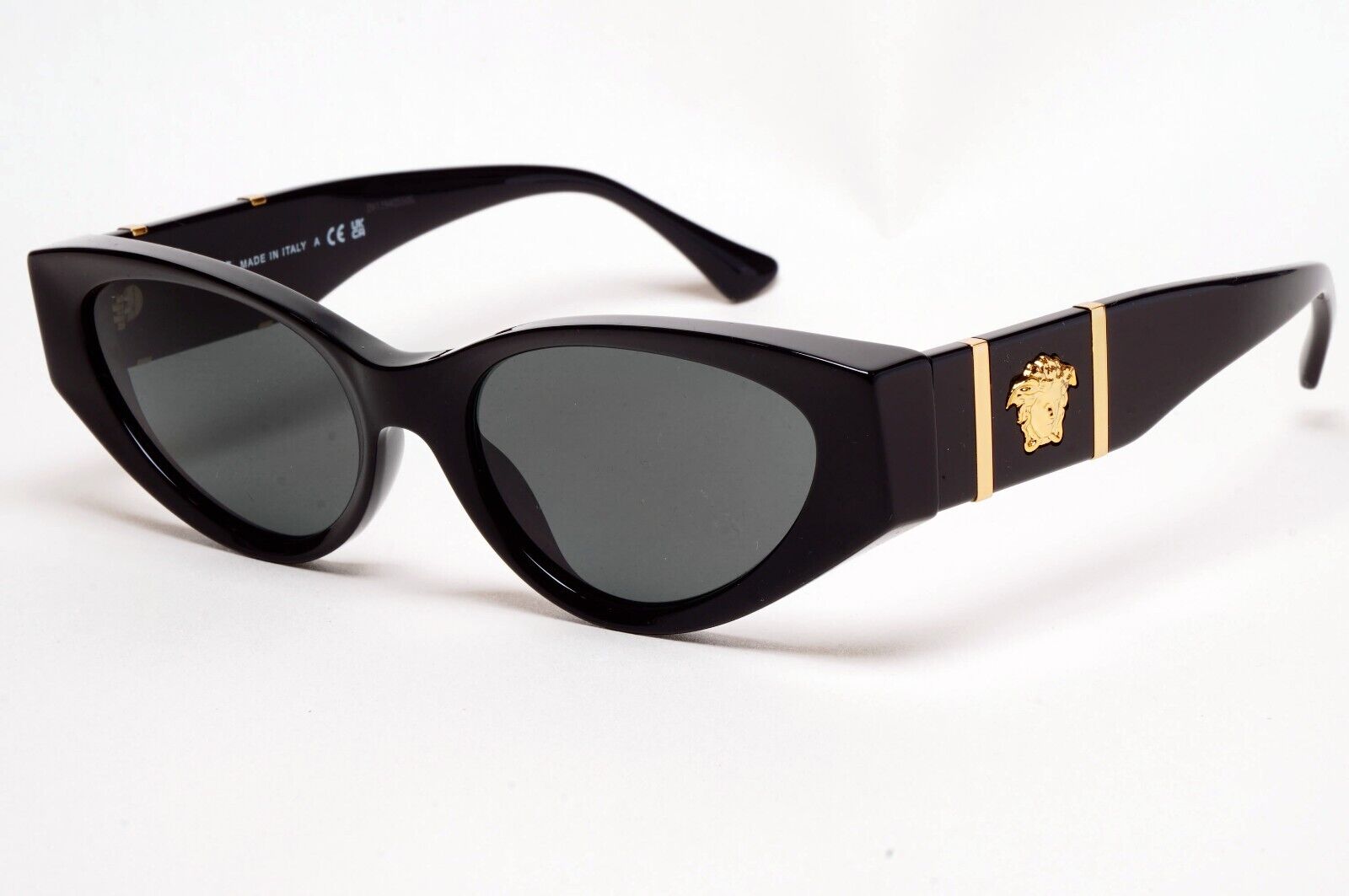 Versace Sunglasses Black Rectangle Grey Gold Medusa MOD VE 4454 GB1/87