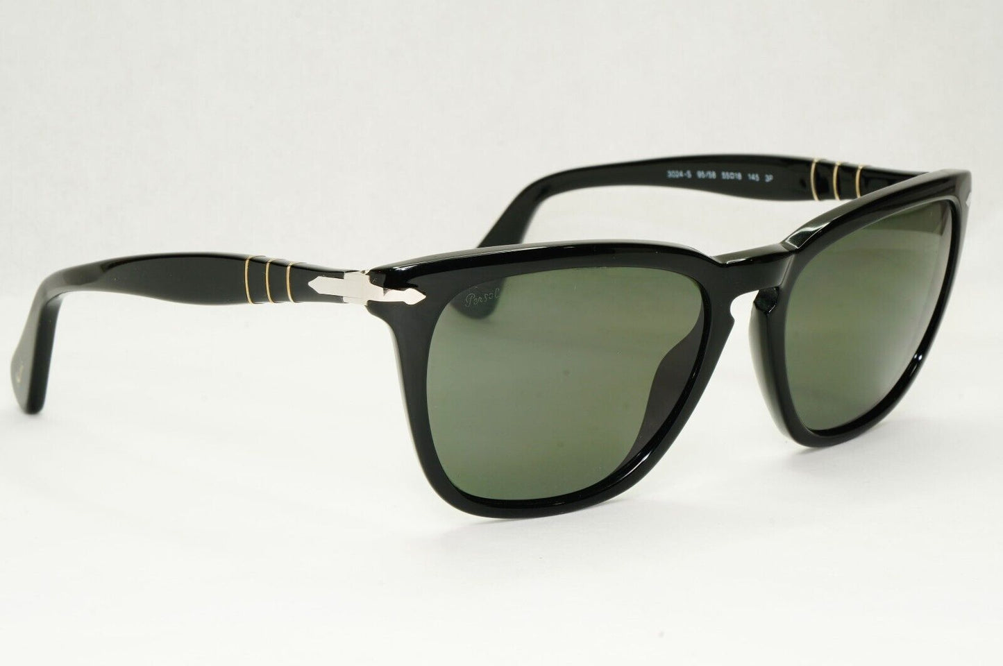 Persol Sunglasses 2012 Capri Polarized Black Grey Green Square 3024-S 95/58 55mm