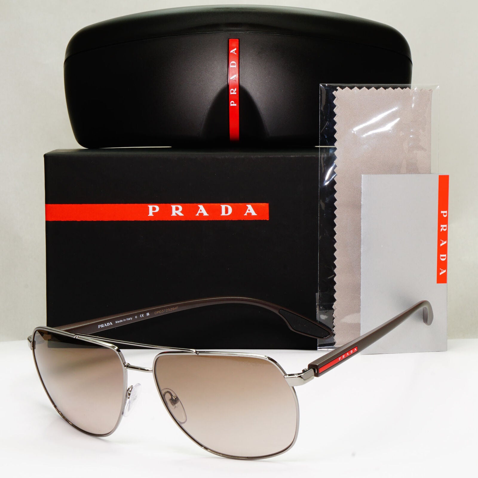 Prada Sunglasses Brown Pilot Gradient Gunmetal PS55VS SPS 55V 5AV-1X1 62mm