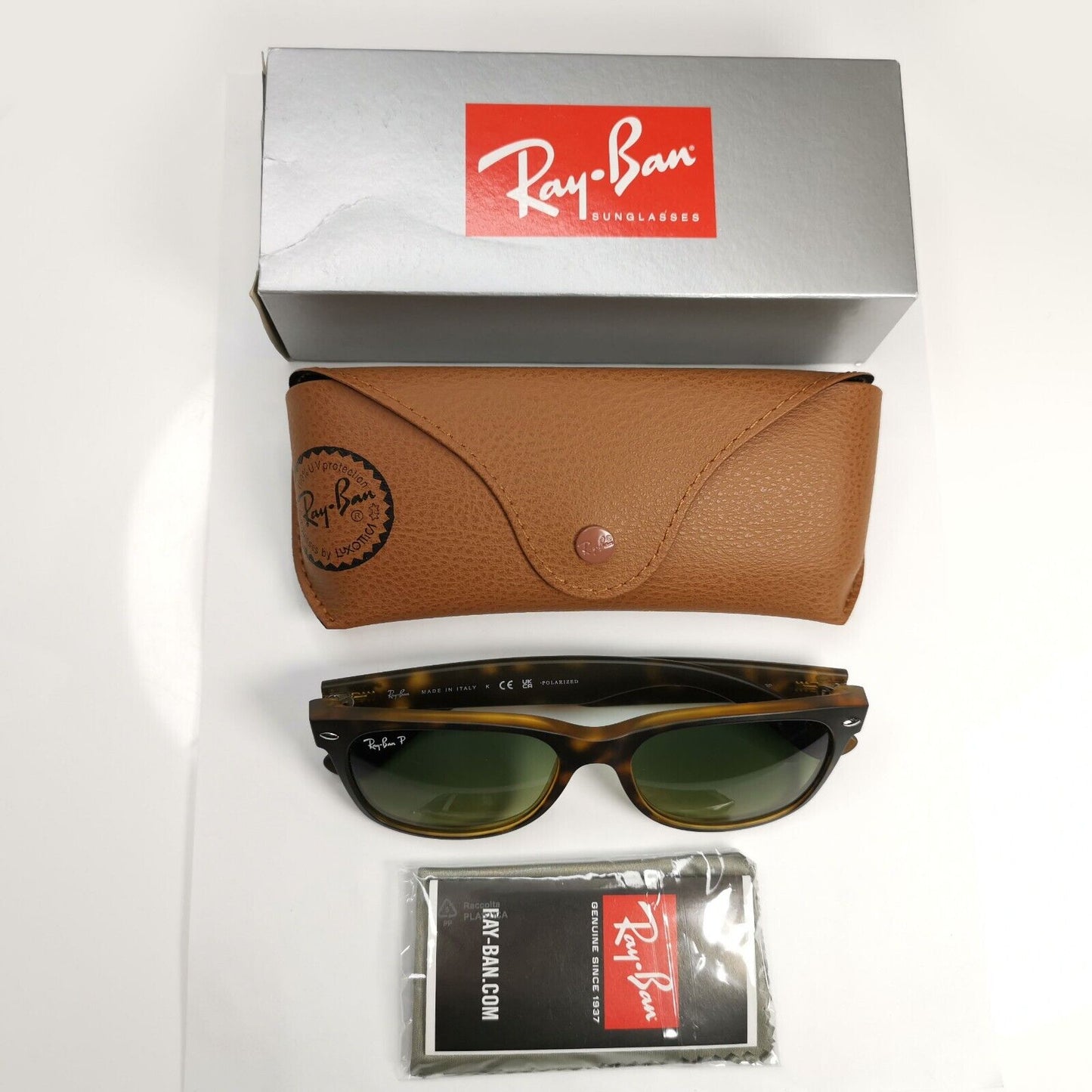 Ray-Ban Sunglasses Polarised New Wayfarer Matte Havana RB 2132  894/76 55mm