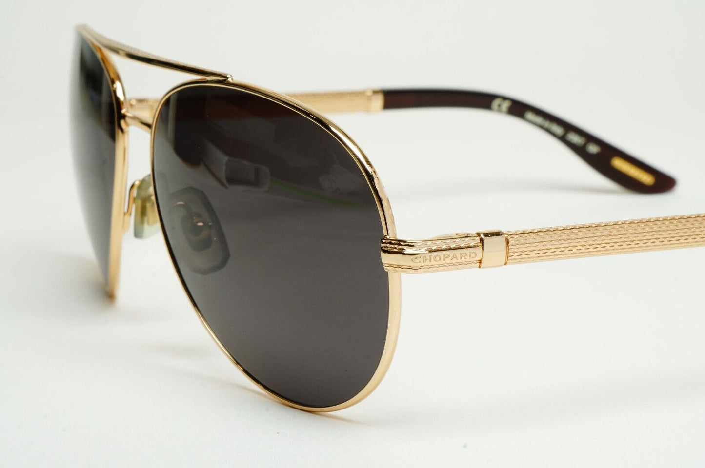 Chopard Sunglasses 23K Gold Plated Pilot Black Metal SCH 763 300K 58mm 120125