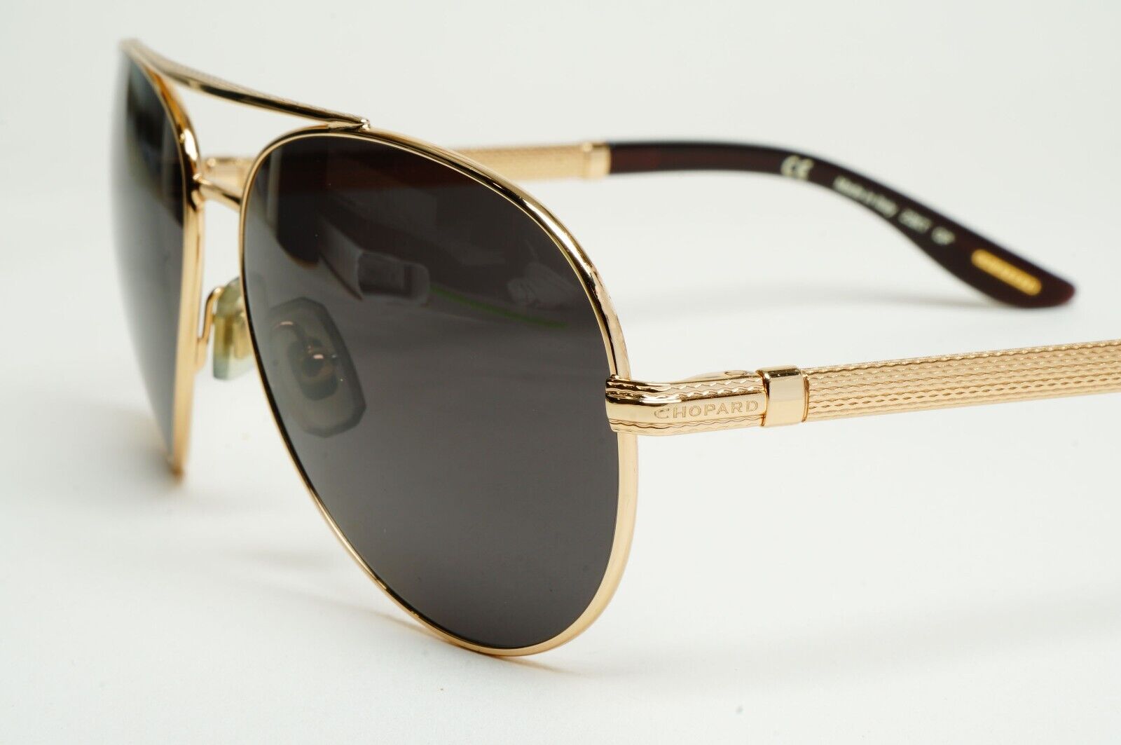 Chopard Sunglasses 23K Gold Plated Pilot Black Metal SCH 763 300K 58mm 120125