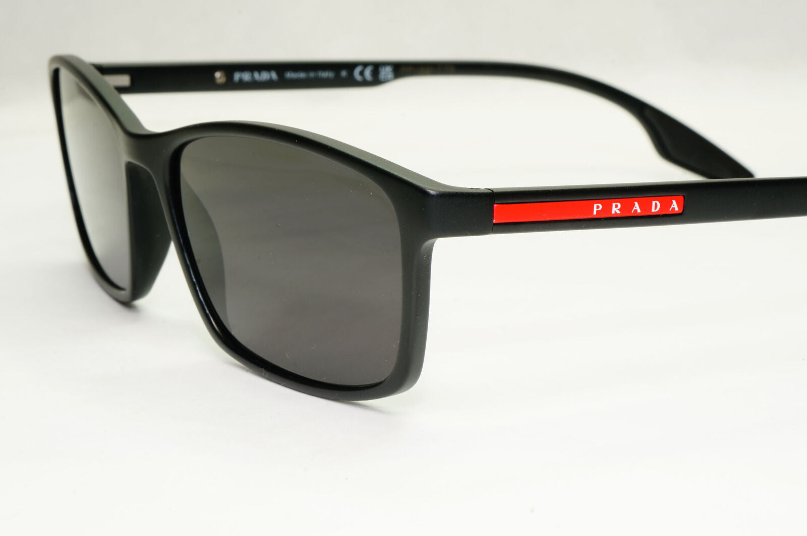 Prada Sunglasses Black Rectangle Square Matte PS04MV VPS 04M 1AB-1O1 56mm