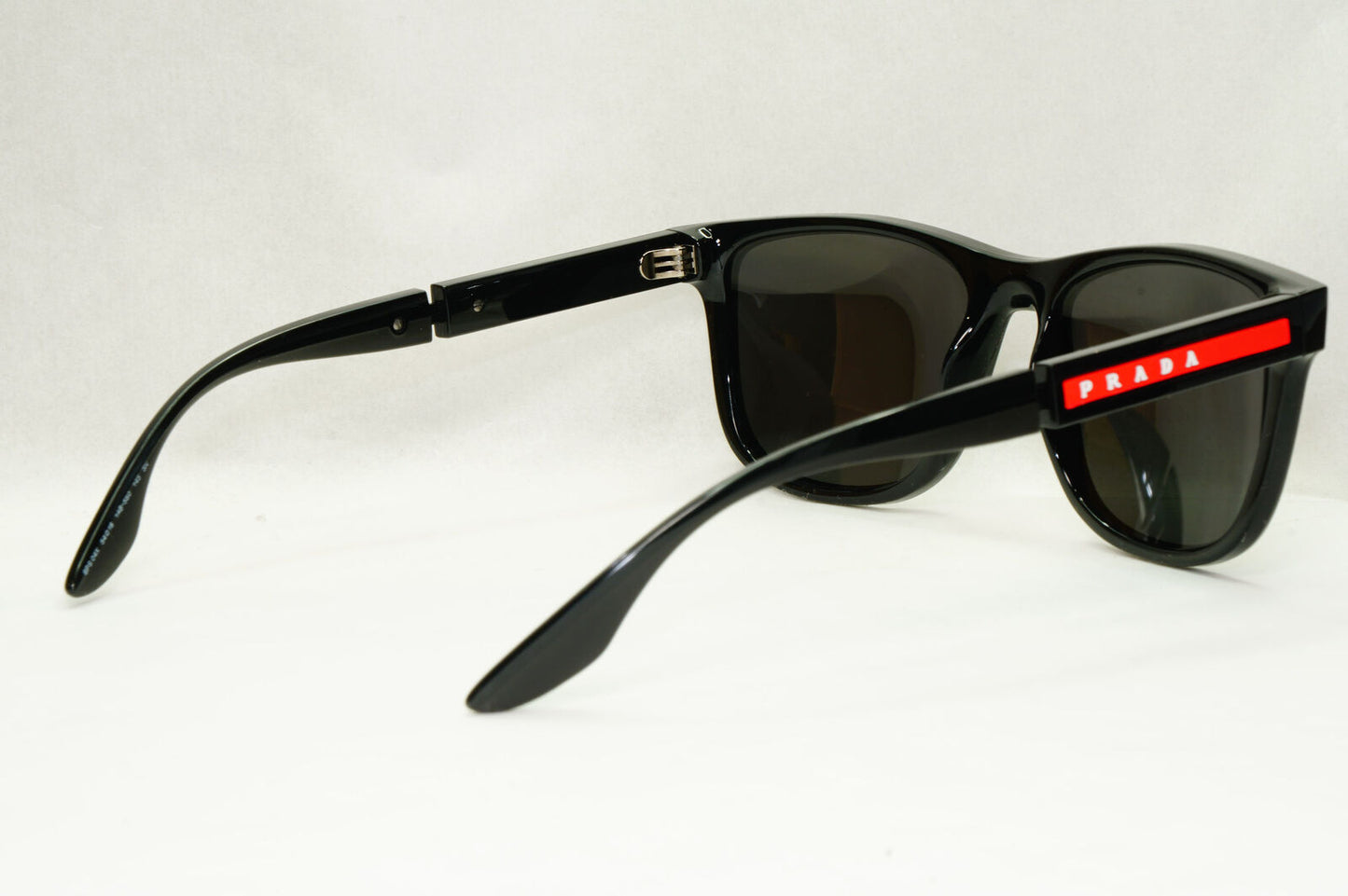 Prada Sunglasses Black Square Glossy Red Stripe PS04XS SPS 04X 1AB-5S0 54mm