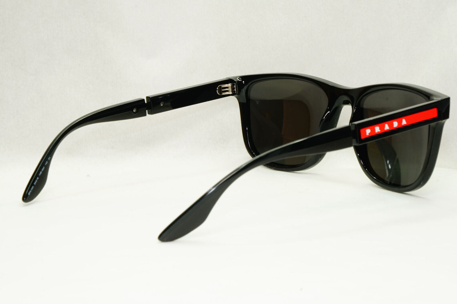 Prada Sunglasses Black Square Glossy Red Stripe PS04XS SPS 04X 1AB-5S0 54mm