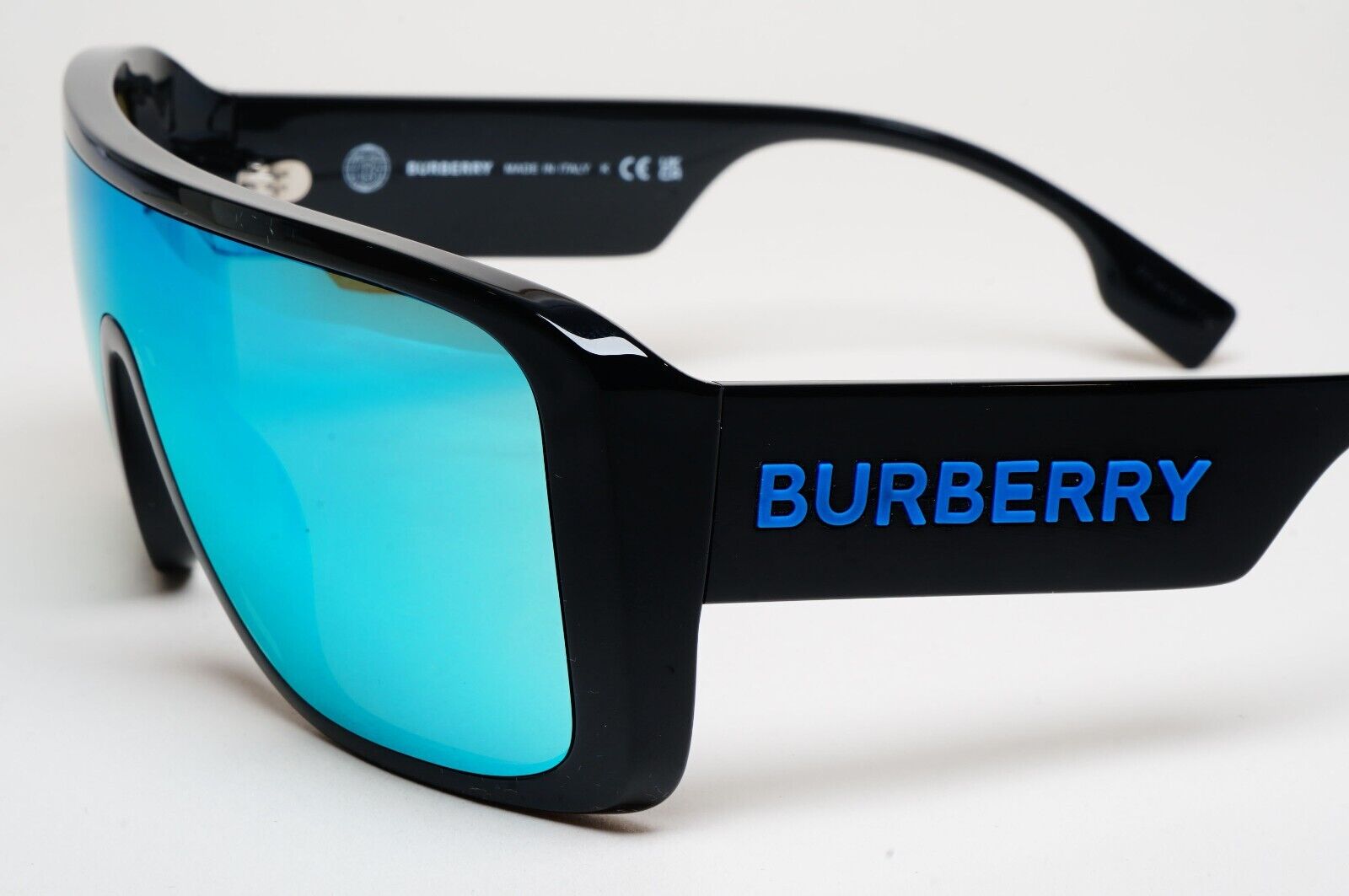 Burberry Sunglasses Black Blue Shield Visor Mirror BE 4401-U 3001/55