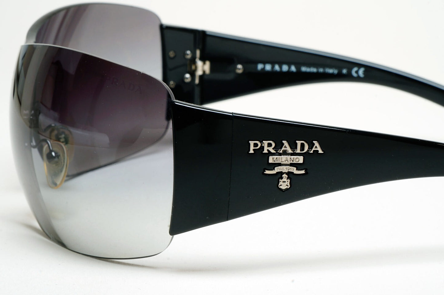 Prada Sunglasses 2012 Black Grey Wrap Shield PR22MS SPR 22M 1AB-3M1 130225