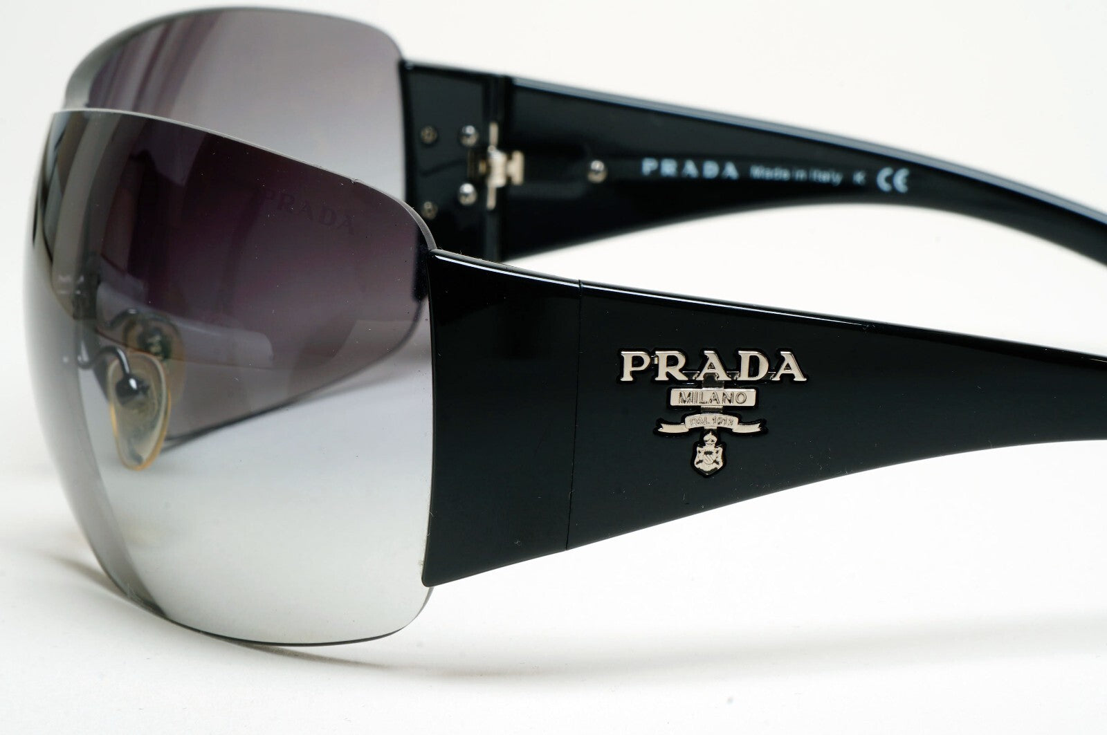 Prada Sunglasses 2012 Black Grey Wrap Shield PR22MS SPR 22M 1AB-3M1 130225