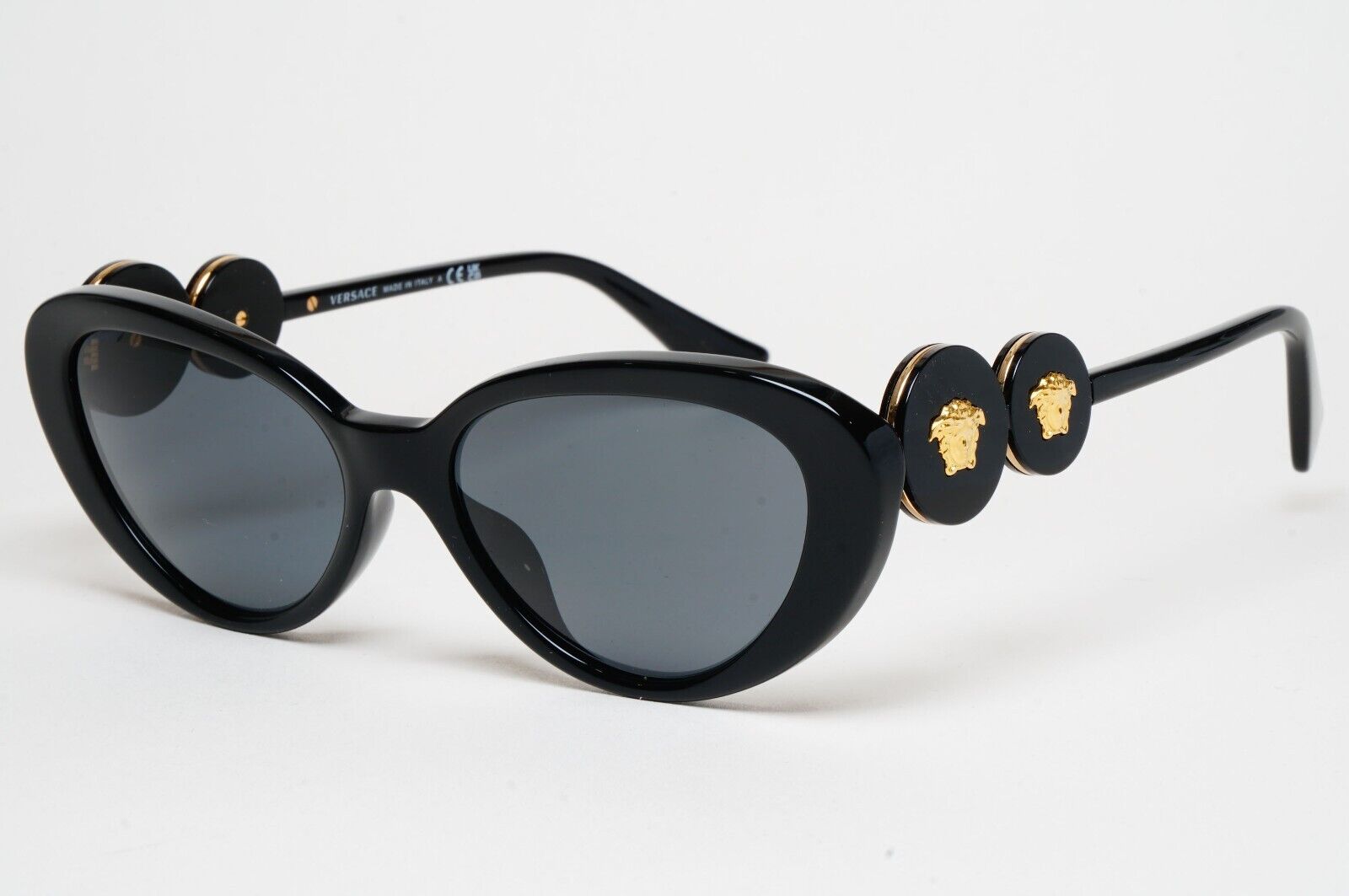 Versace Sunglasses Black Cat Eye Gold Medusa MOD VE 4433-U GB1/87 54mm