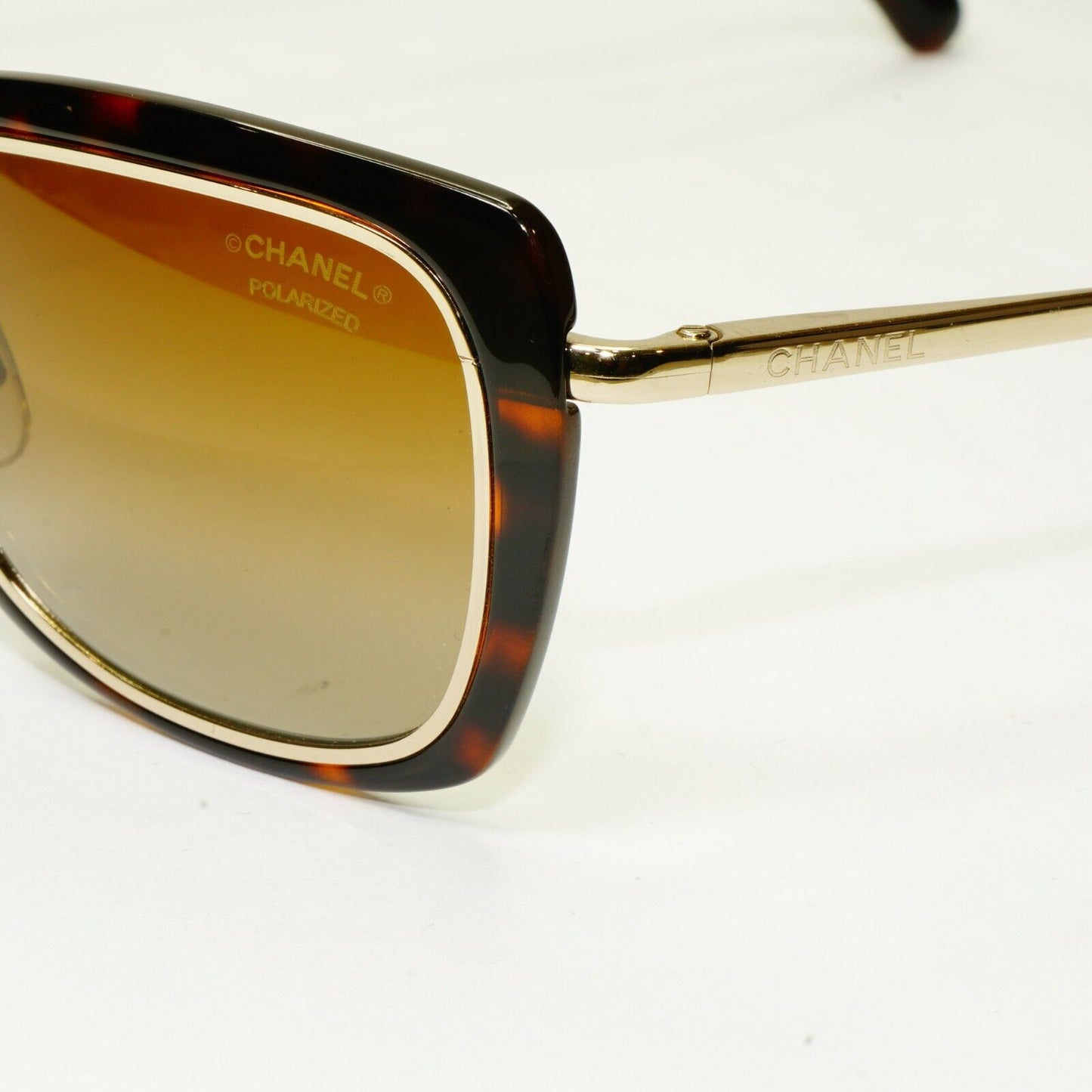 Authentic CHANEL Polarized Sunglasses Gold Brown Havana Model 5203 395/S9 27490