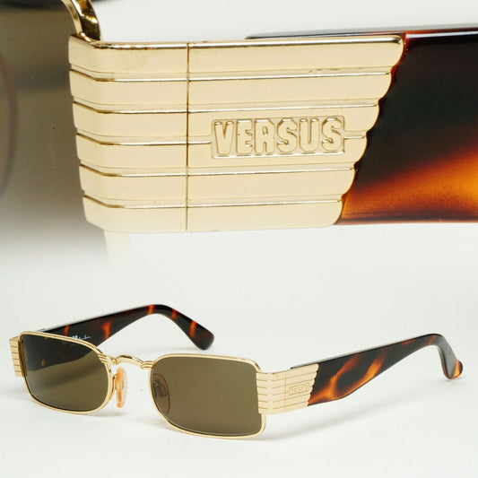 Versus Sunglasses 1996 by Gianni Versace Vintage Gold Brown MOD F11 COL 030