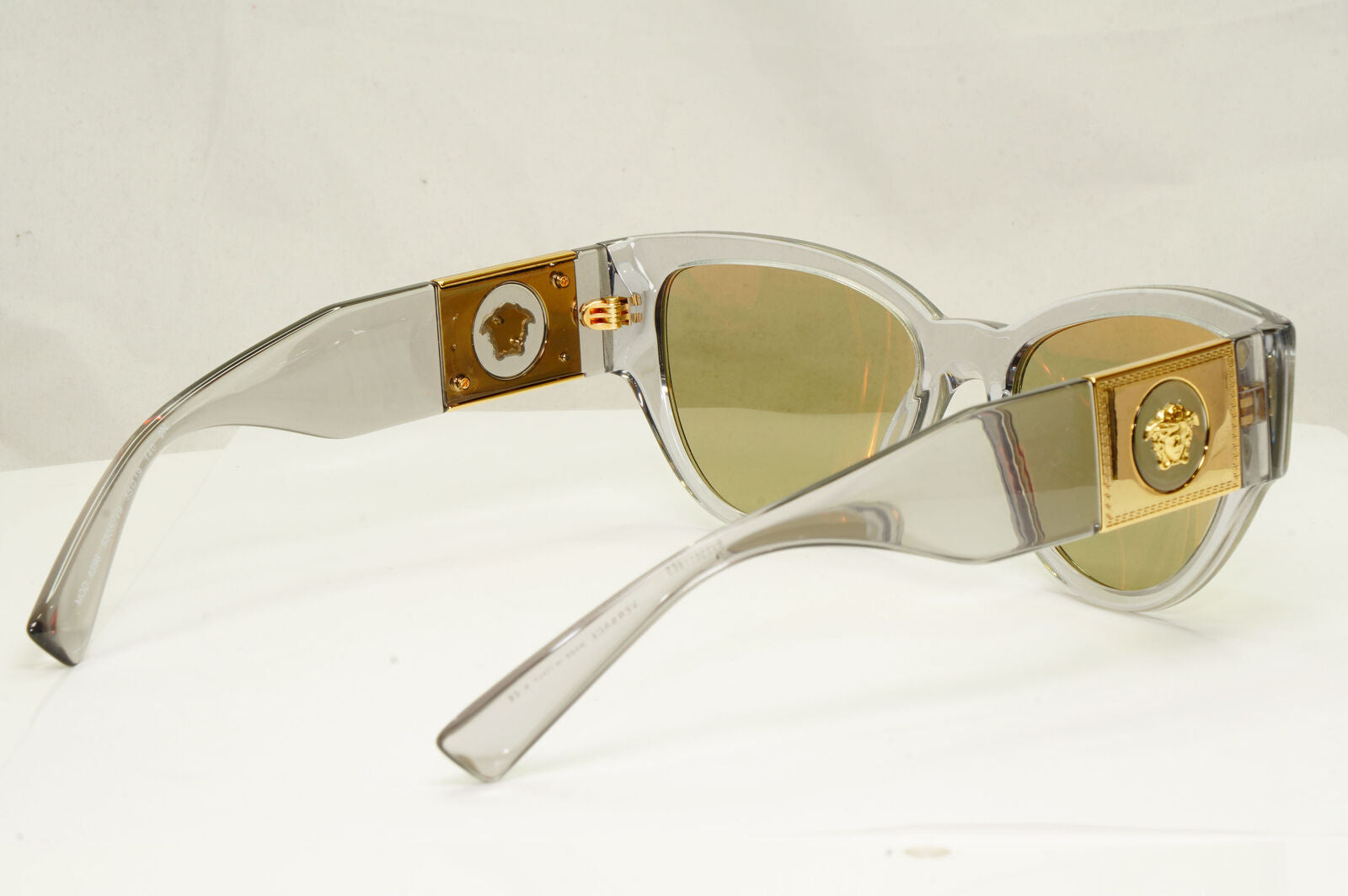 Authentic Versace Womens Clear Gold Big Medusa Logo Sunglasses 4398 5305/V9