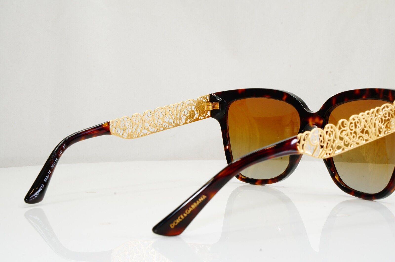 Dolce & Gabbana Sunglasses Polarized Ornate Gold Flowers DG 4212 502/T5 28201