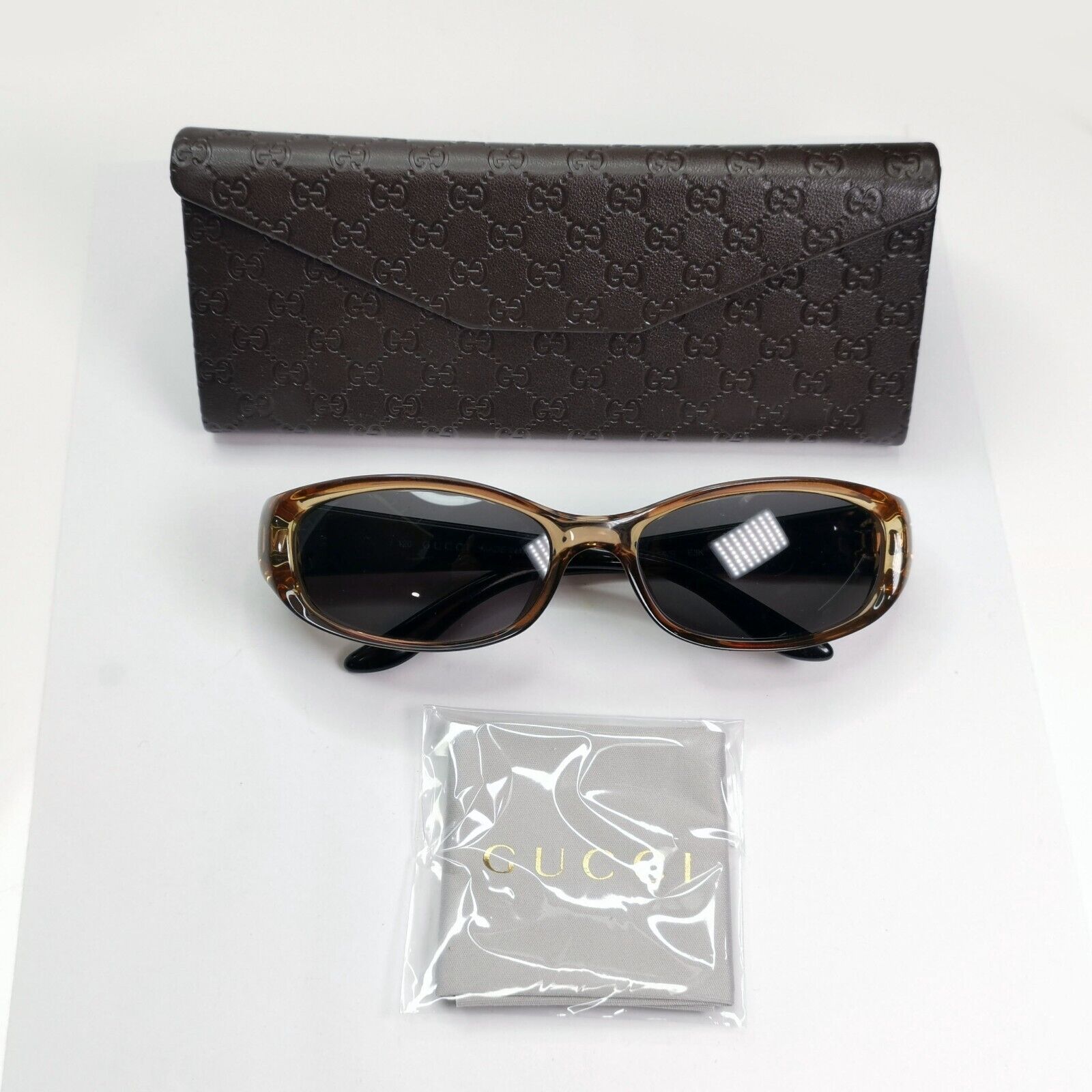 Gucci Sunglasses 1999 Vintage Brown Transparent Black GG 2456/S E3K 55mm 261024