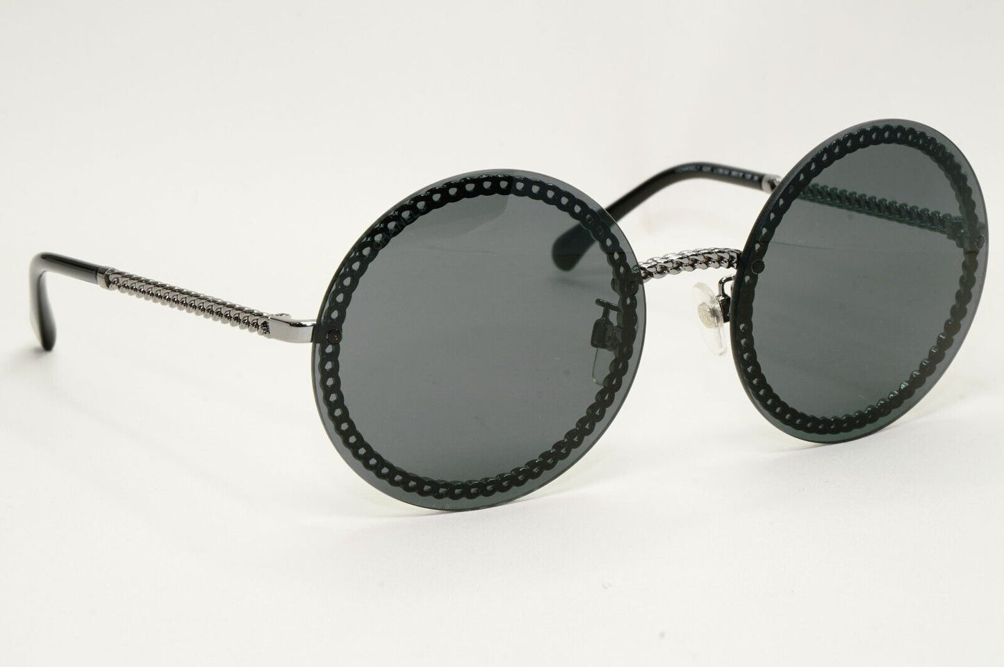 Chanel Sunglasses Chain Round Rimless Metal Gunmetal Grey CH 4245 c.108/S4
