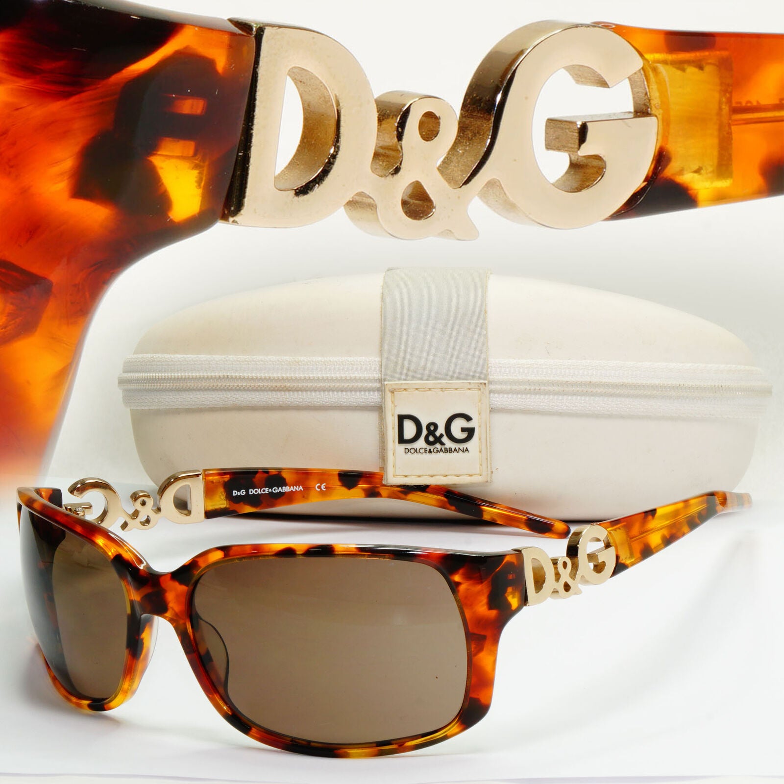 Dolce & Gabbana 2007 Vintage Brown Gold Wrap Sunglasses D&G 3006 502/73 210124