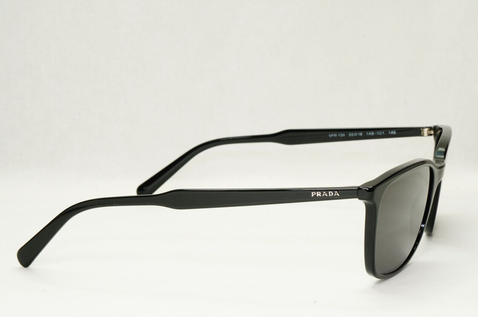 Prada Sunglasses Black Square Glossy Fashion PR13XV VPR 13X 1AB-1O1 55mm