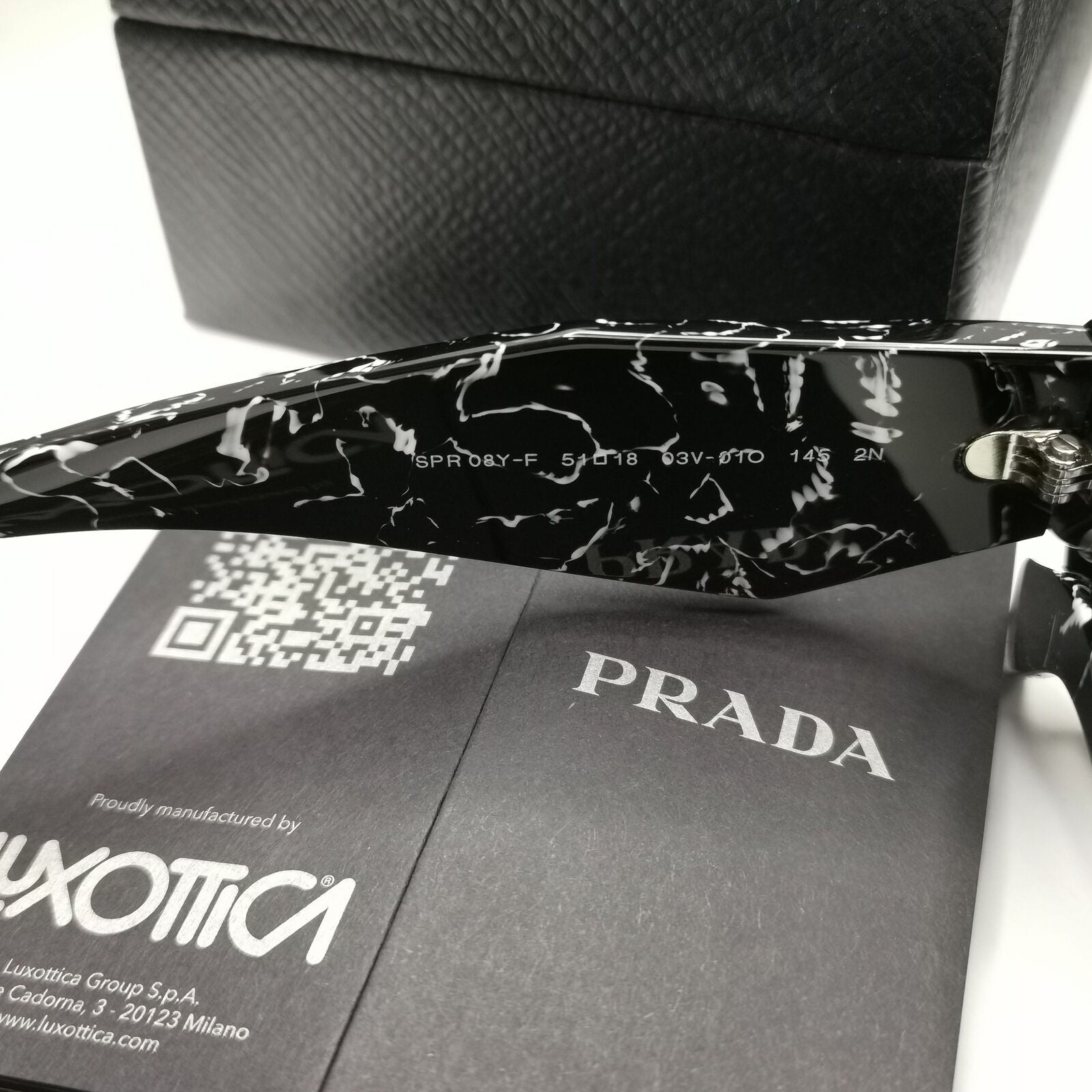 Prada Symbole Sunglasses Black White Marble Violet PR08YS SPR 08YF 03V01O