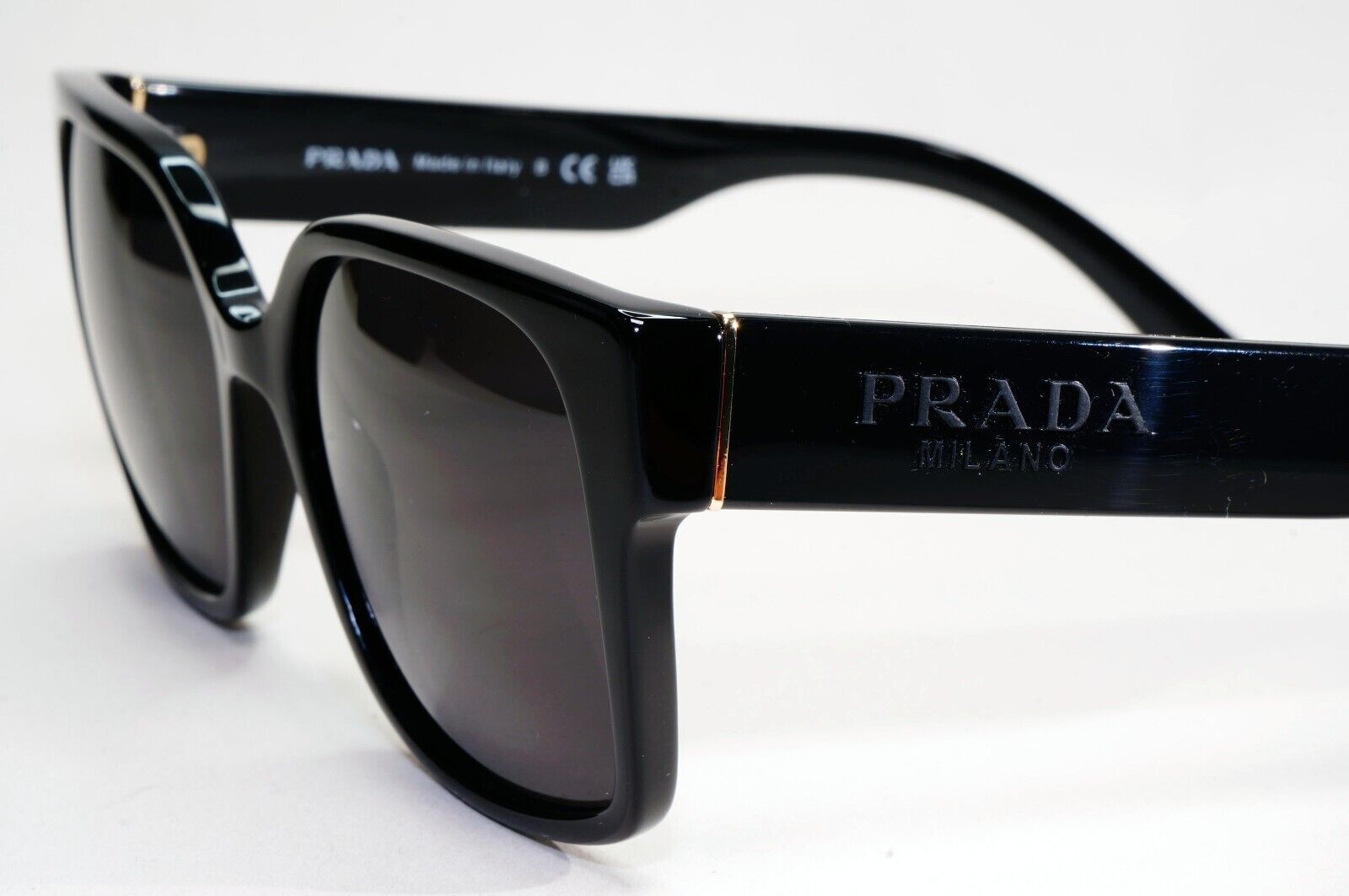 Prada Sunglasses Black Square Glossy Womens PR10WV VPR 10W 1AB-1O1 54mm