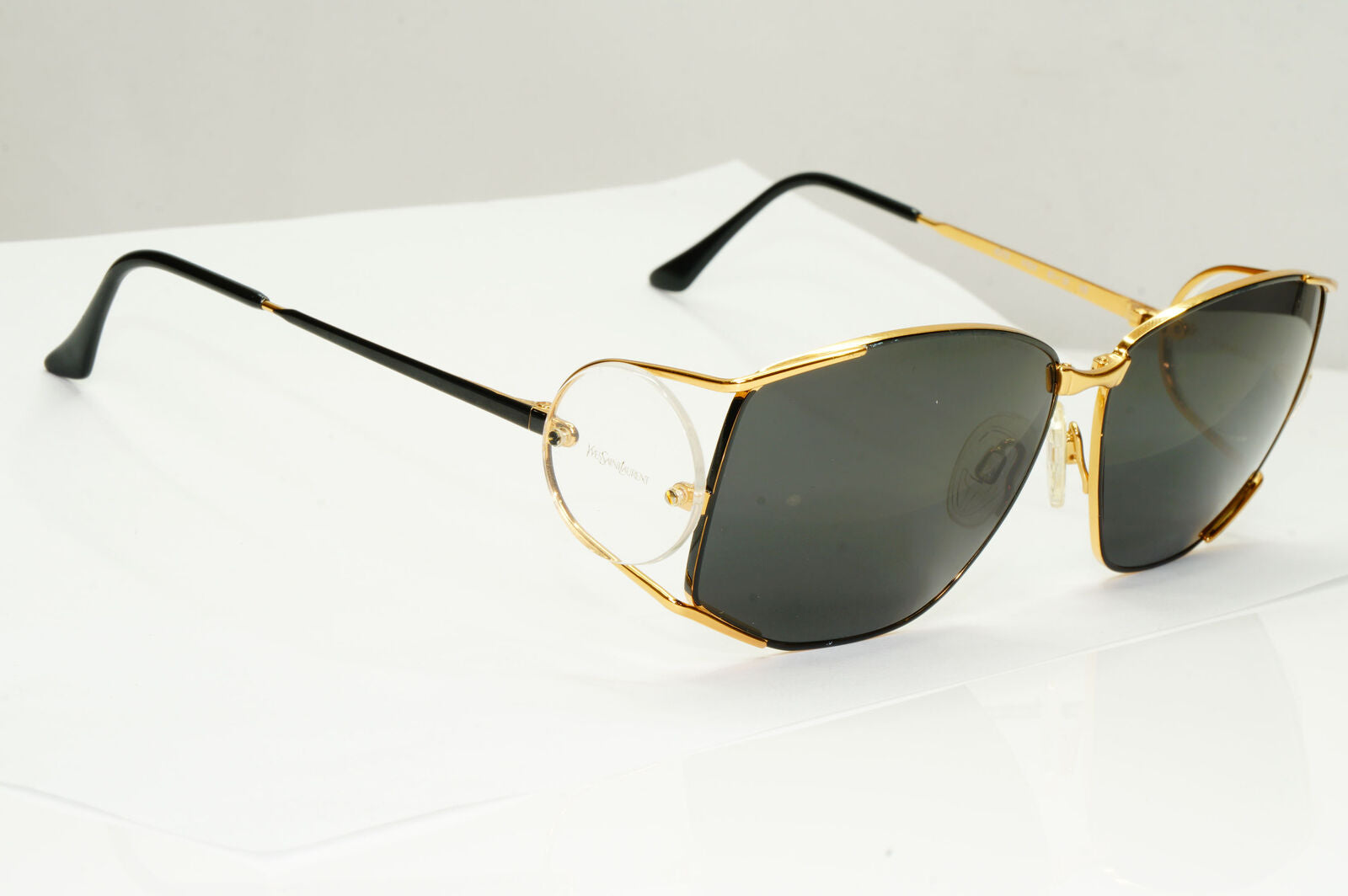 YSL 1988 Sunglasses Vintage Yves Saint Laurent Side Window Black Gold 4013 Y104