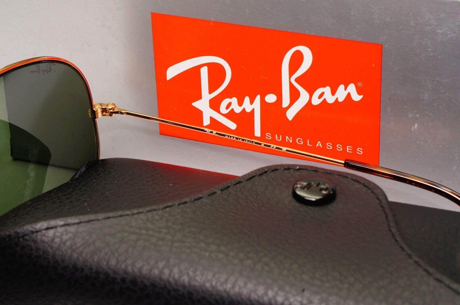 Ray-Ban Sunglasses Aviator Gold Arista Green G15 Large Metal RB 3025 181 62mm