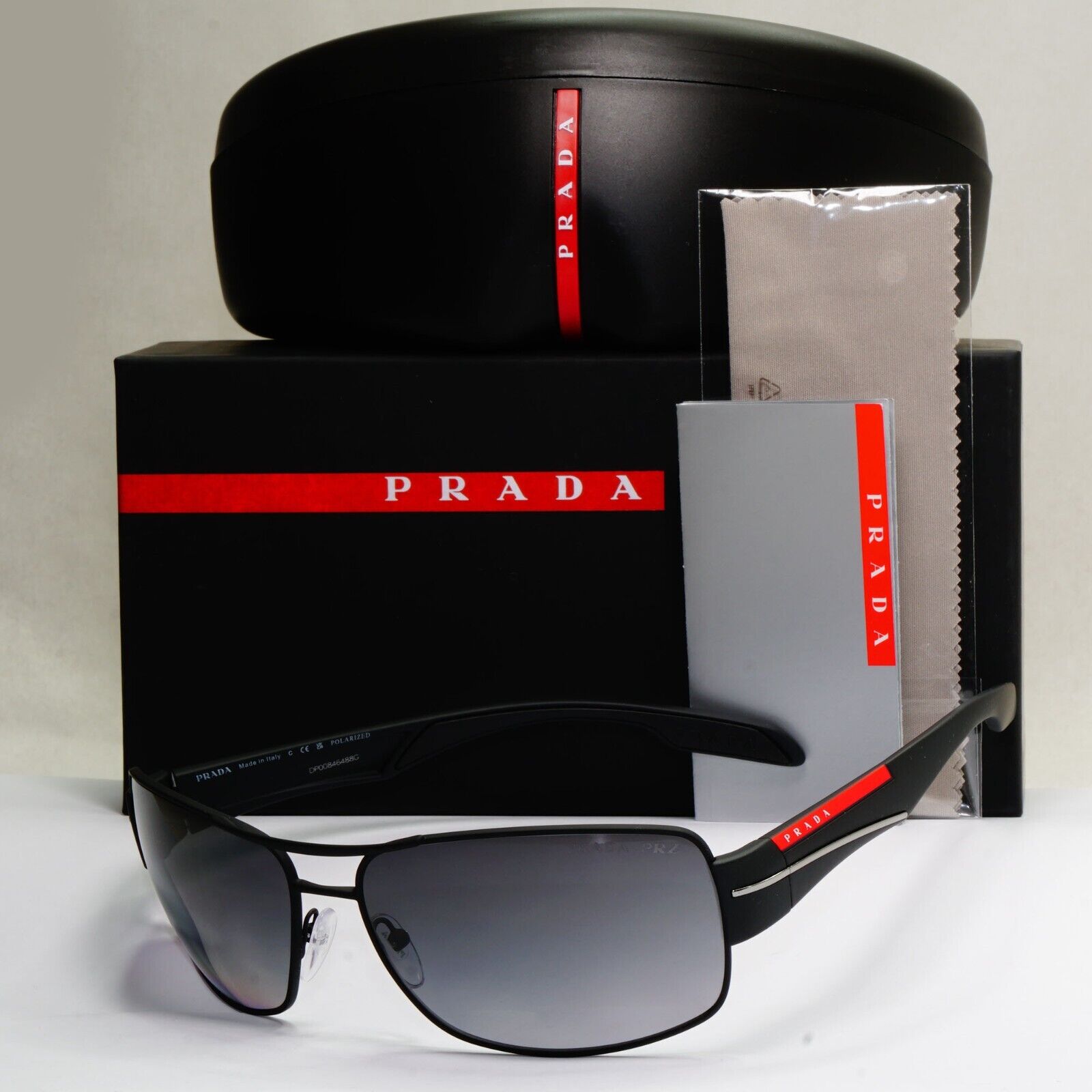 Prada Sunglasses Polarised Black Grey Gradient Rossa PS53NS SPS 53N DG0-5W1 [A]