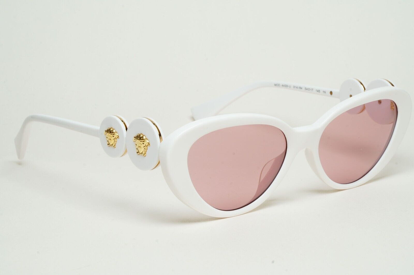 Versace Sunglasses White Cat Eye Pale Pink Gold Medusa MOD VE 4433-U 314/84 54mm