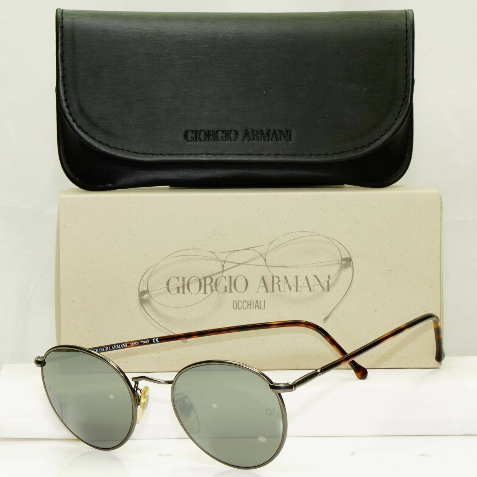 Giorgio Armani 1997 Vintage Sunglasses Gunmetal Green Mirror 639 905/36 49mm