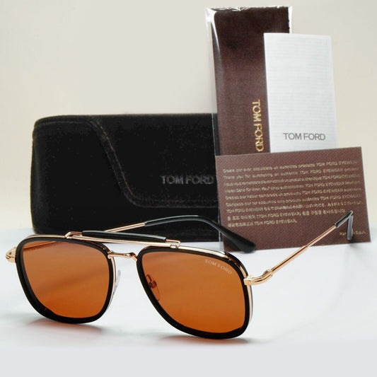 Tom Ford Sunglasses Huck Gold Black Brown Navigator Square FT0665 TF 665 01E