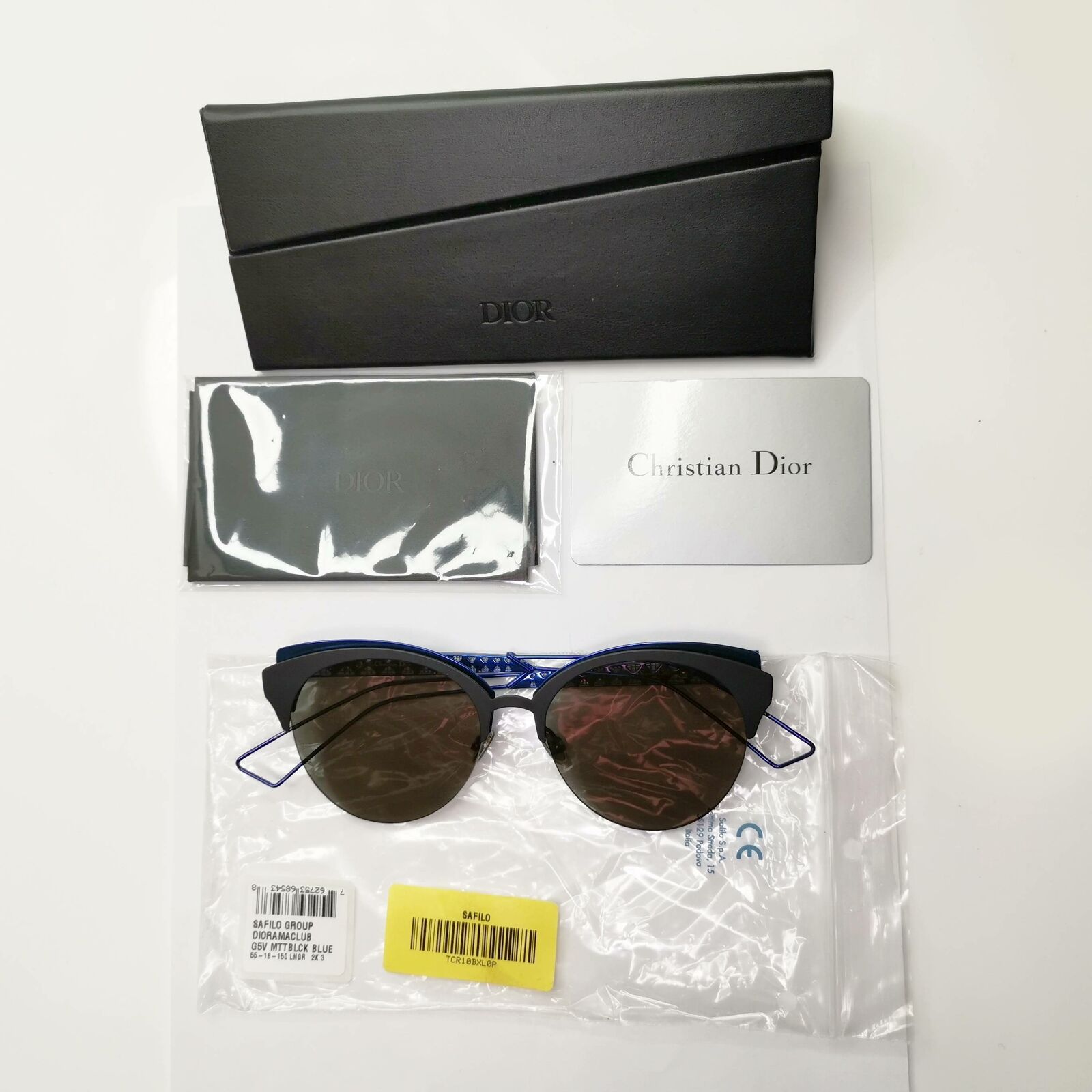 Authentic Dior Womens Metal Sunglasses Black Blue Grey Diorama Club G5V2K