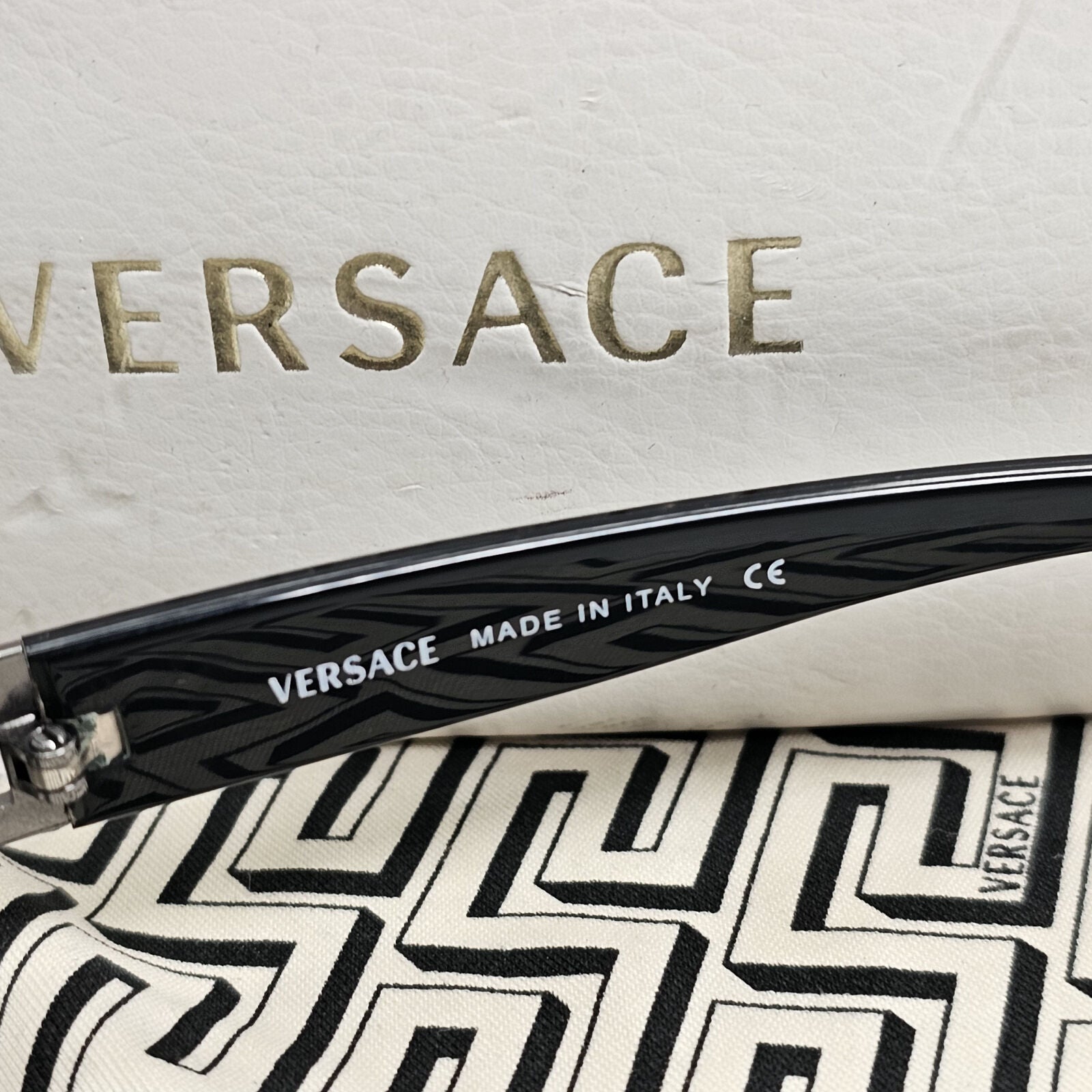 Versace Sunglasses 2004 Vintage Black Grey Mirror Rimless 2010-B 1001/88 140124